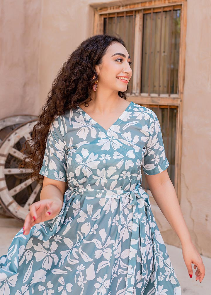 silk Dress in Ice blue