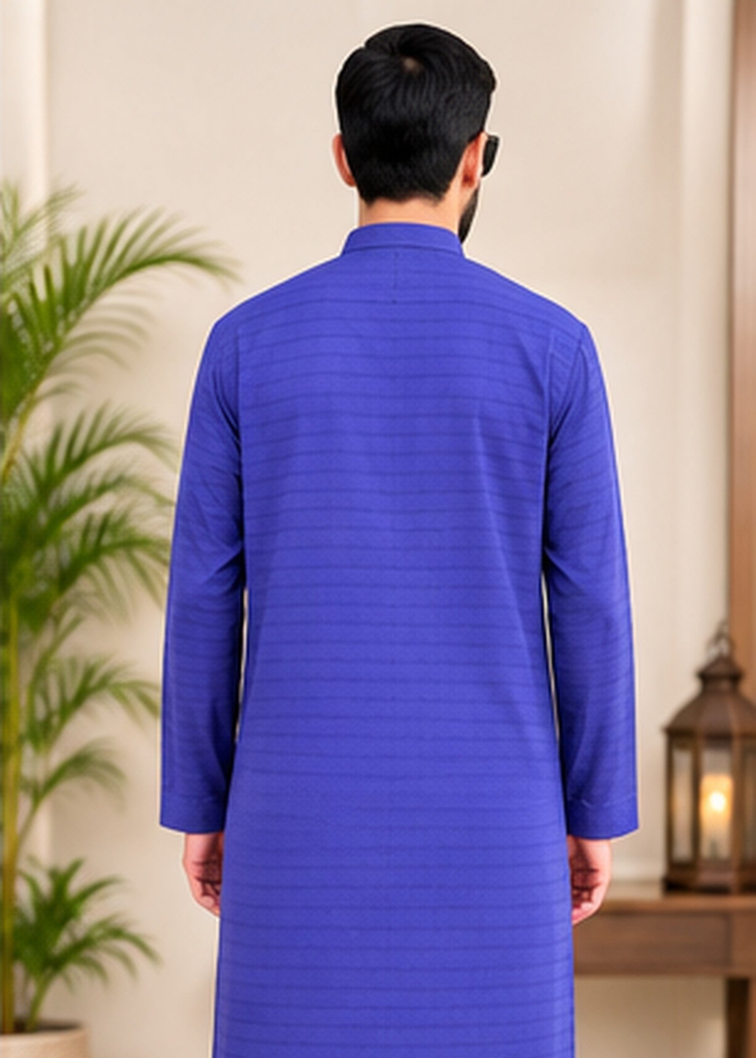 cotton jacquard Kurta in Blue
