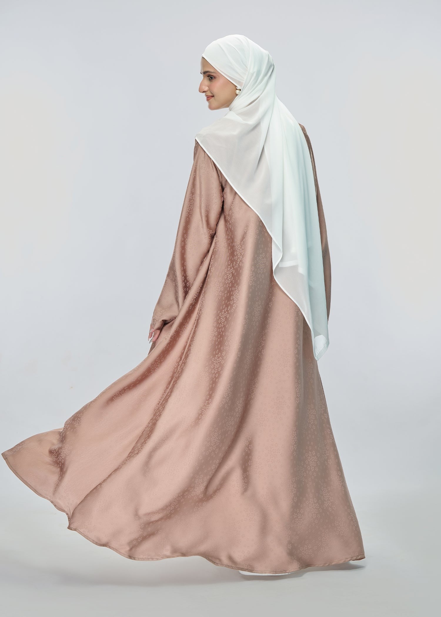 silk Abaya in Brown