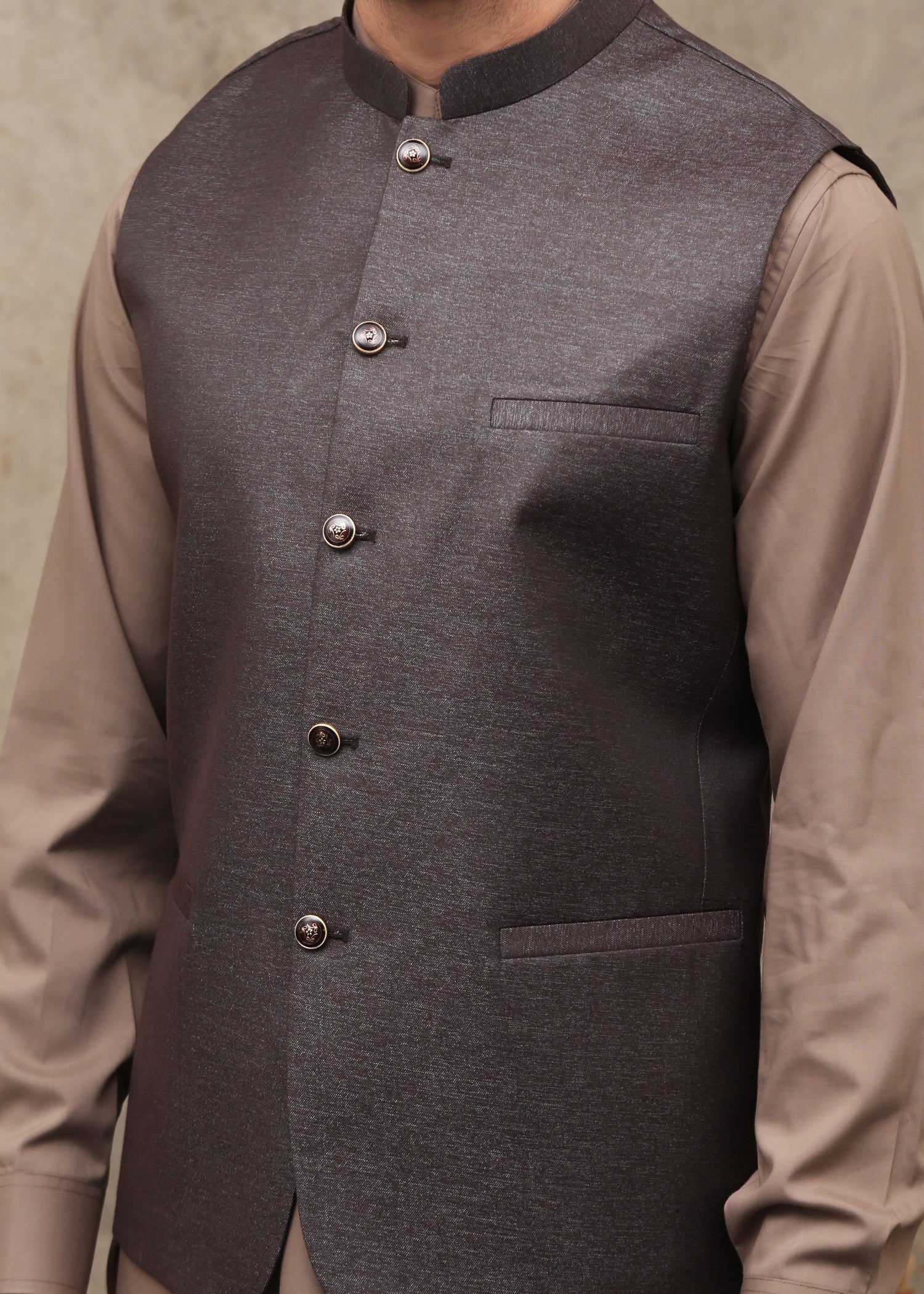 tropical Waistcoat in Coffee brown