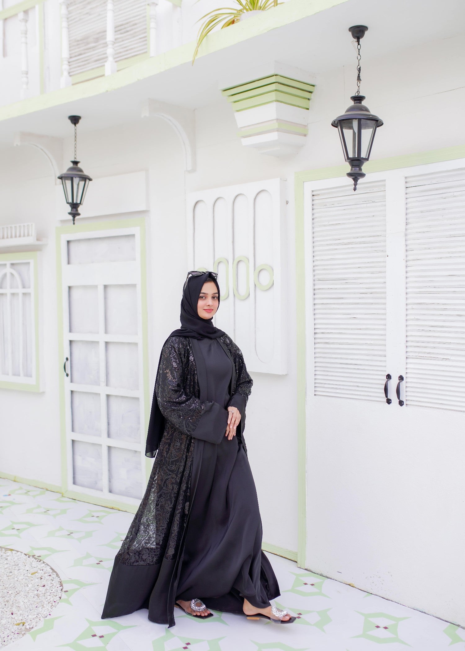 silk Abaya in Black
