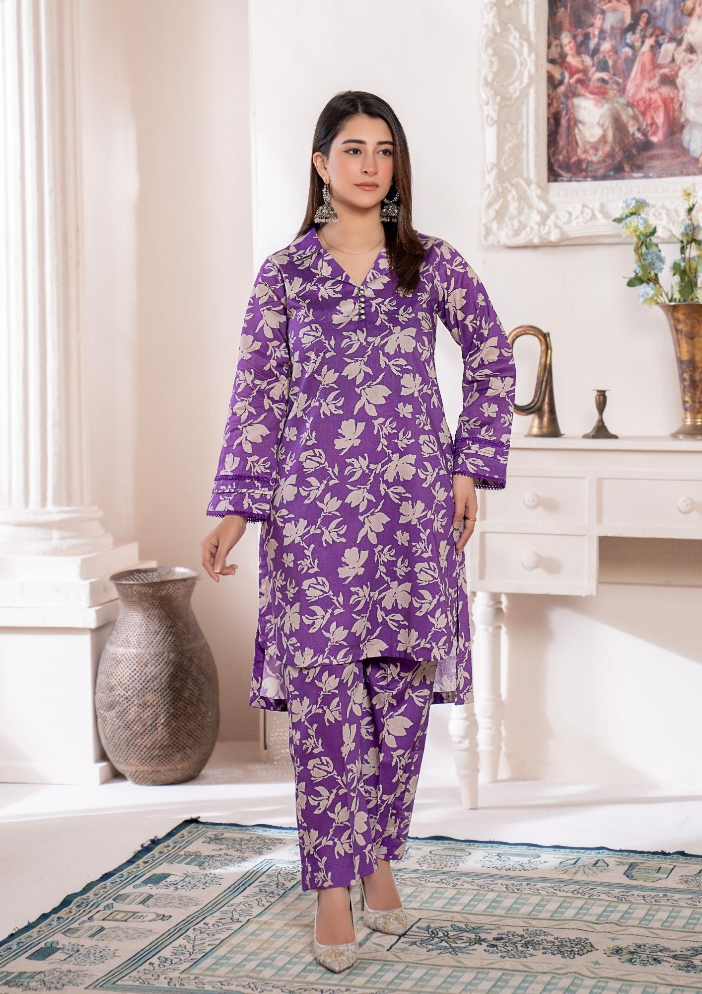 lawn Co Ord Sets in Royal purple