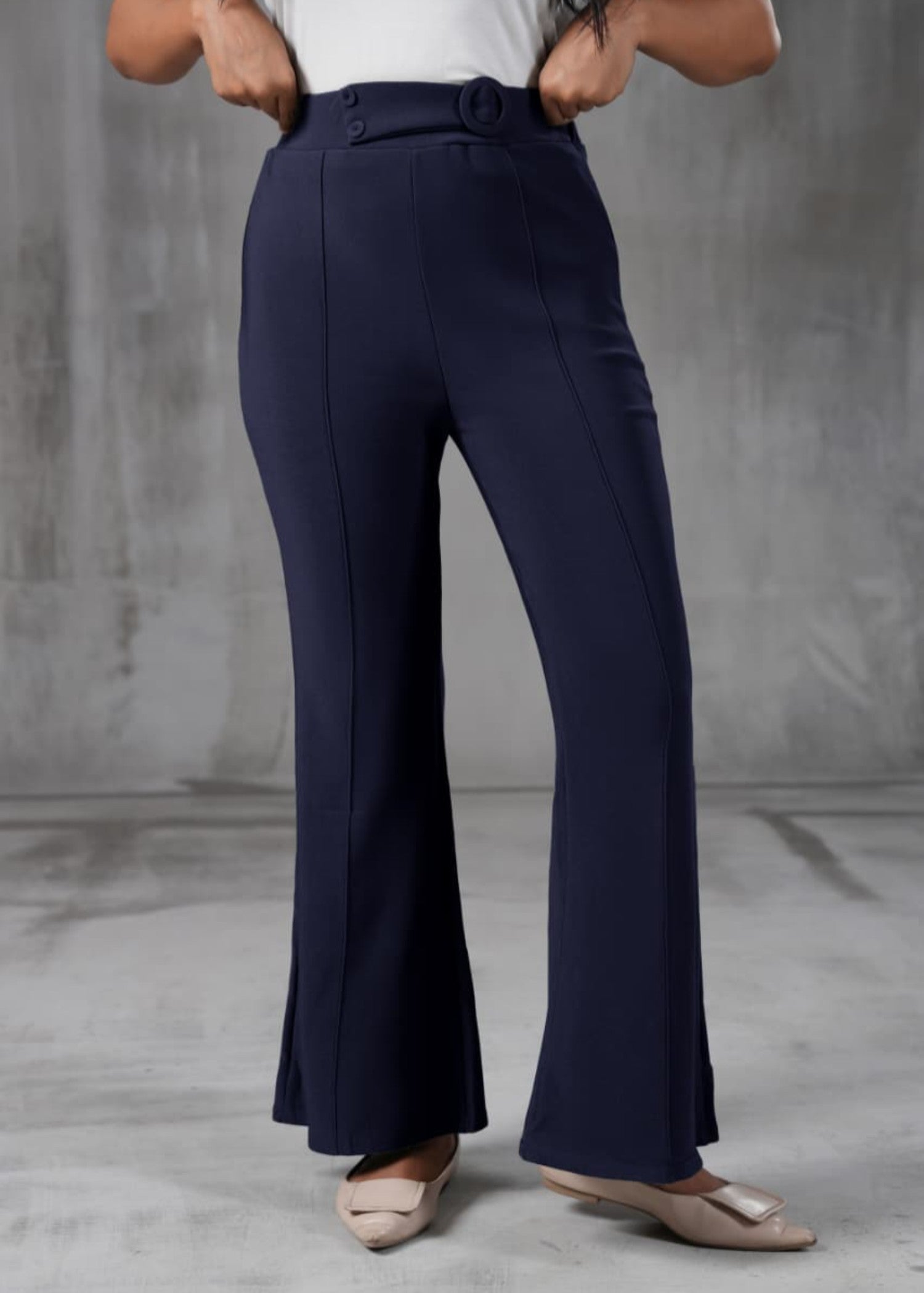 polyester Trousers in Navy blue