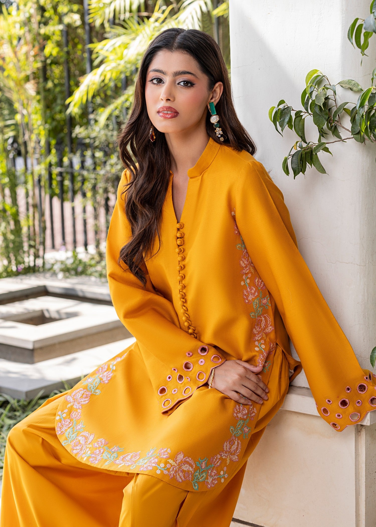 lawn Kurta Set in Gold