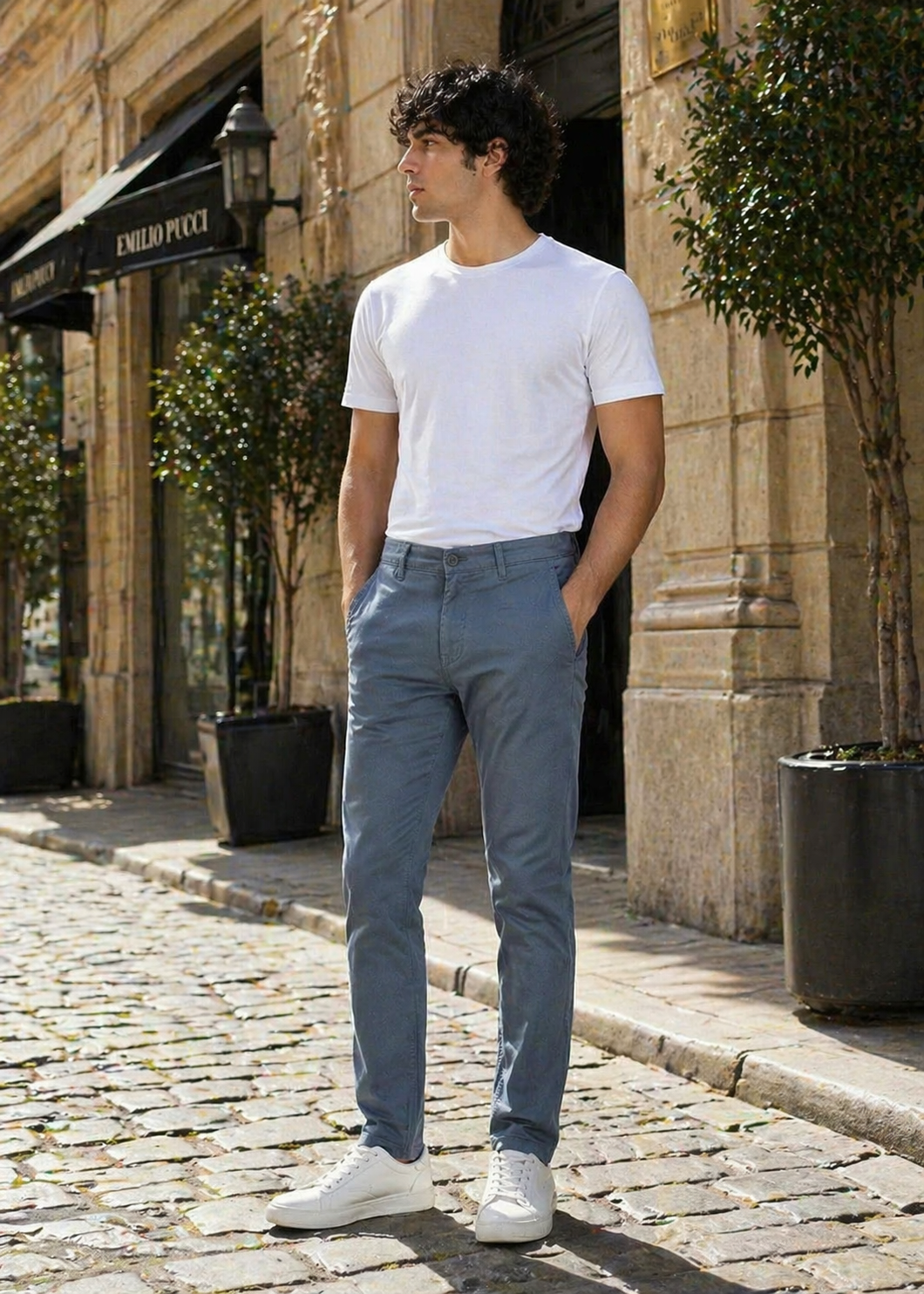 cotton Pants in Slate blue