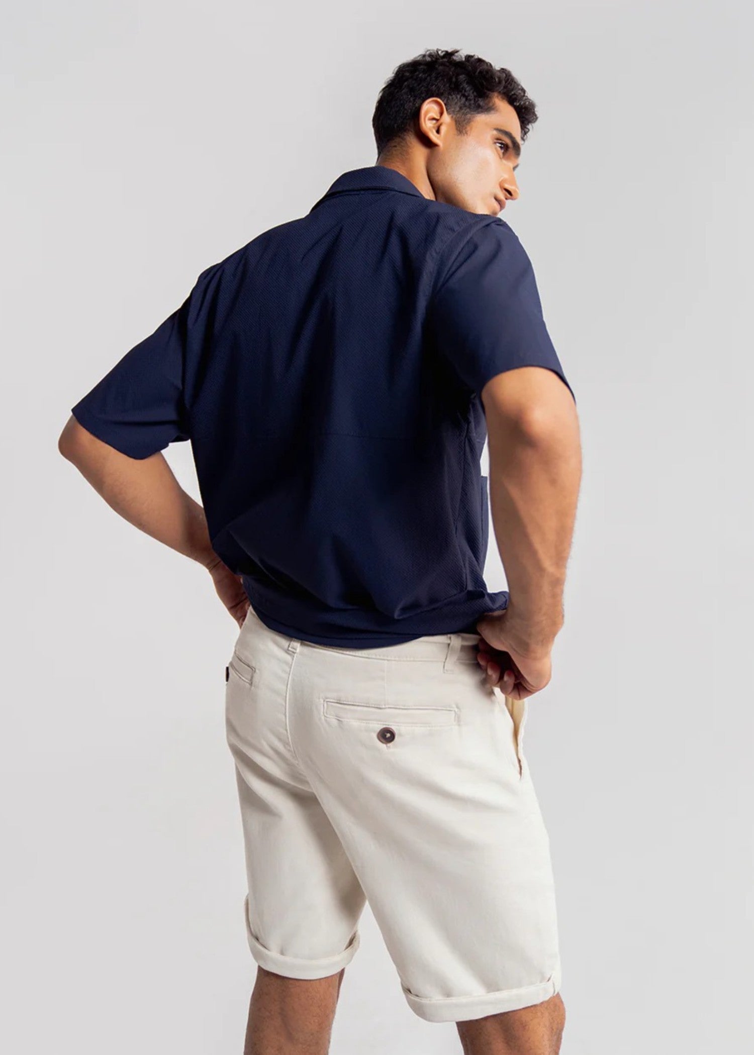twill cotton Shorts in White