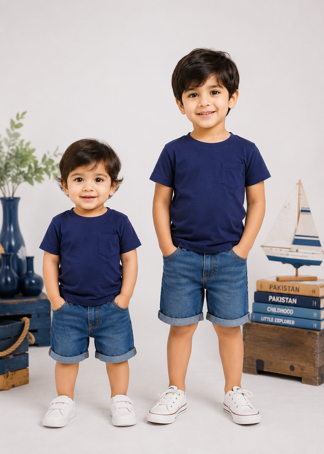 single jersey knit T Shirt in Navy blue