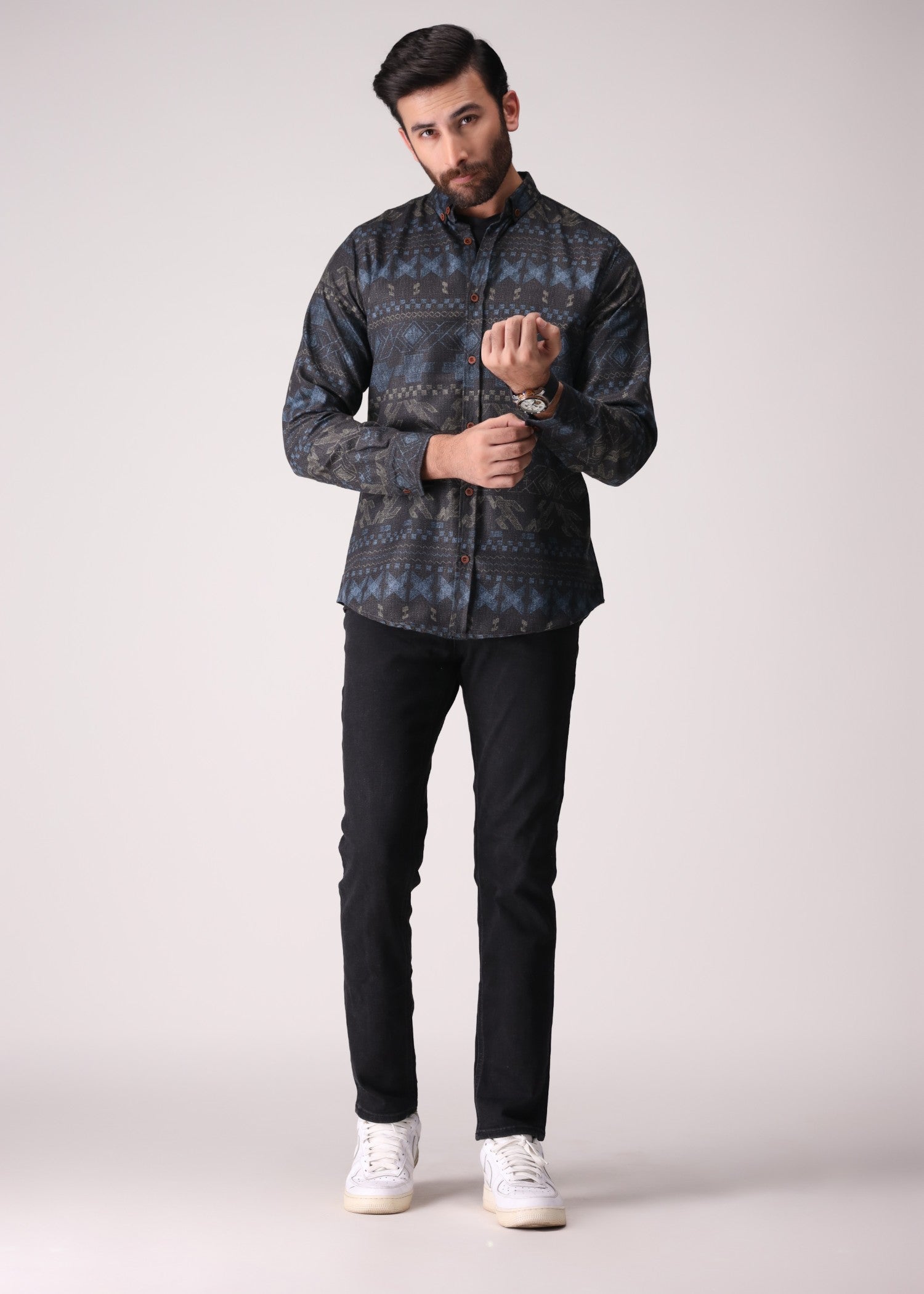 flannel Casual Shirt in Black