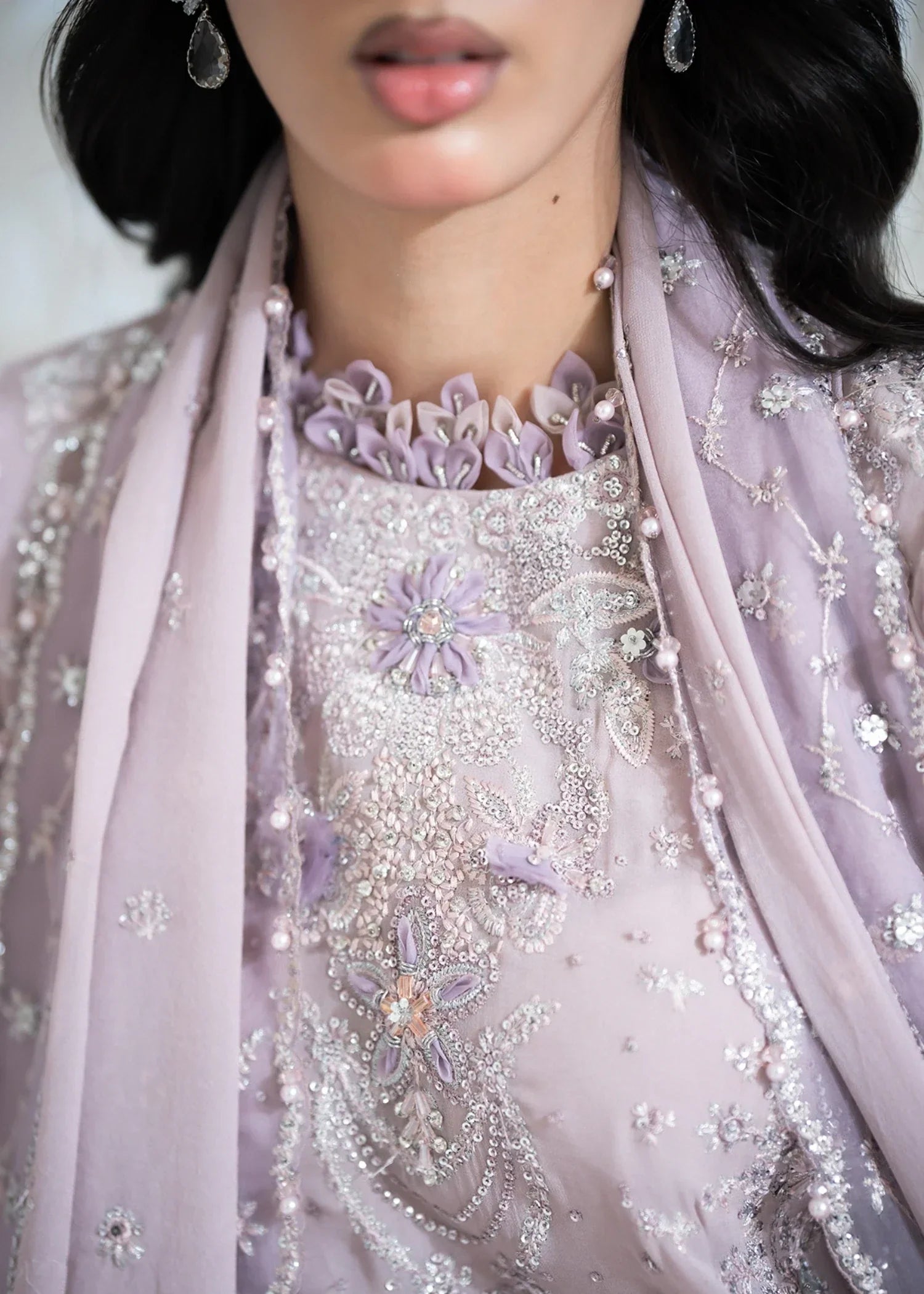 georgette chiffon Kurta Set in Lilac