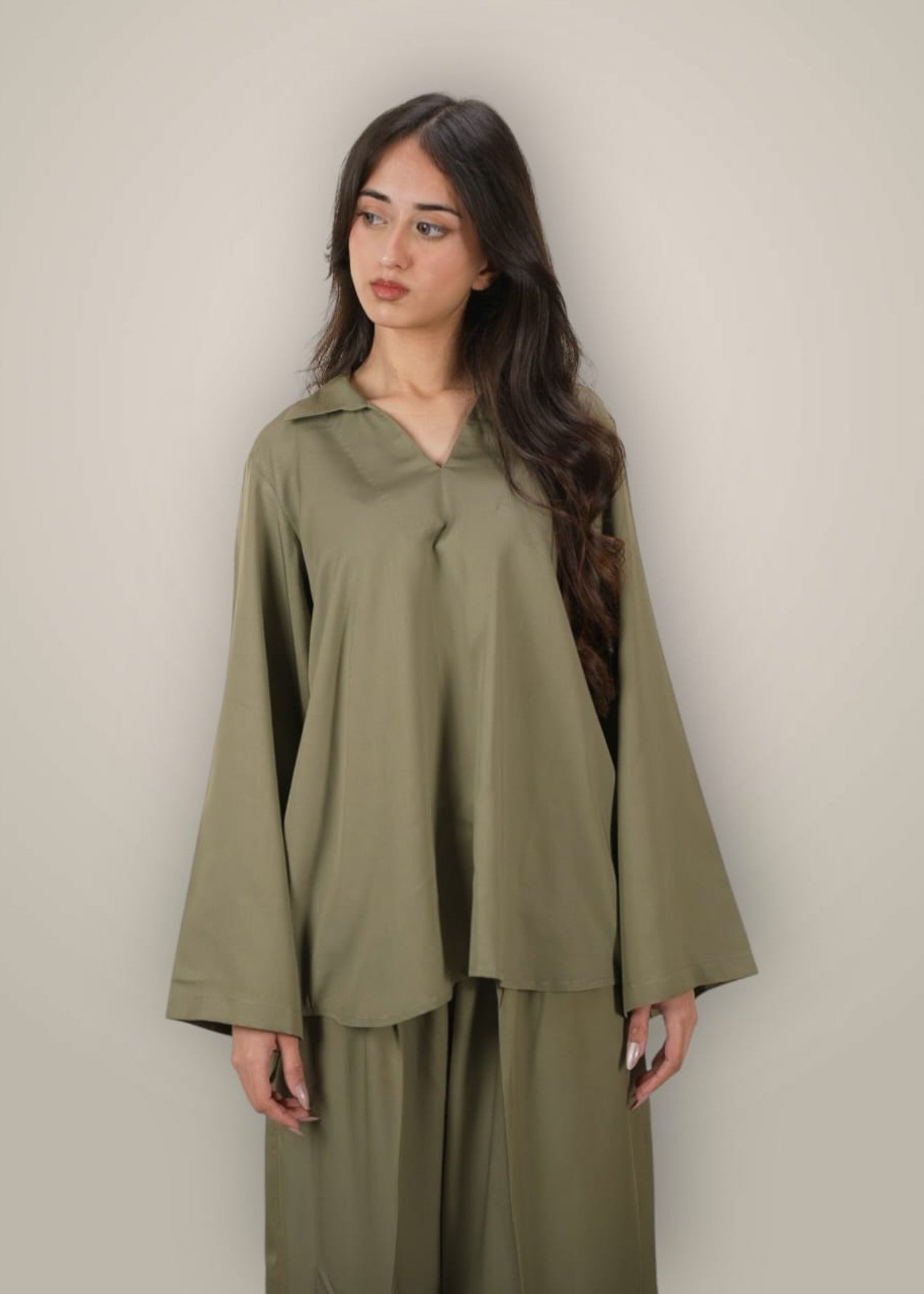 marina linen Co Ord Sets in Sage green