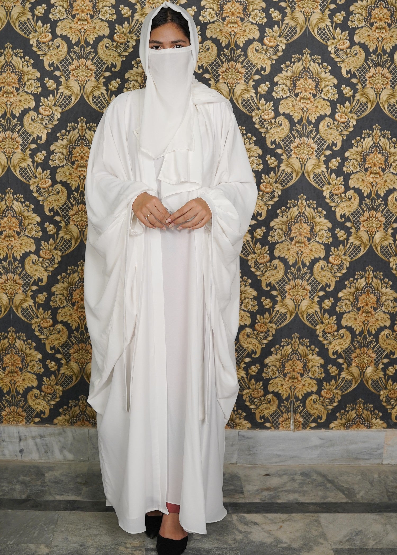georgette chiffon Abaya in White
