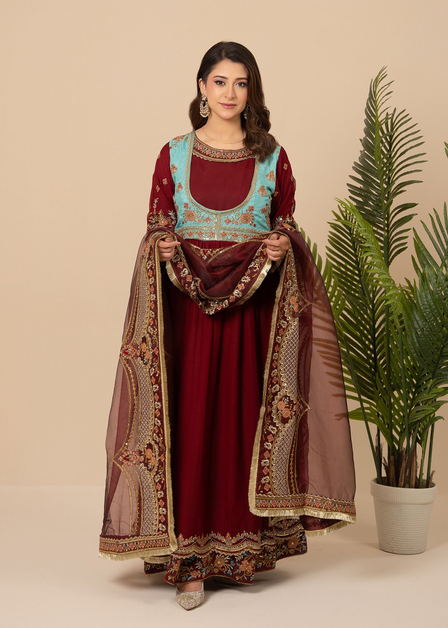 crinkle Maxi in Maroon