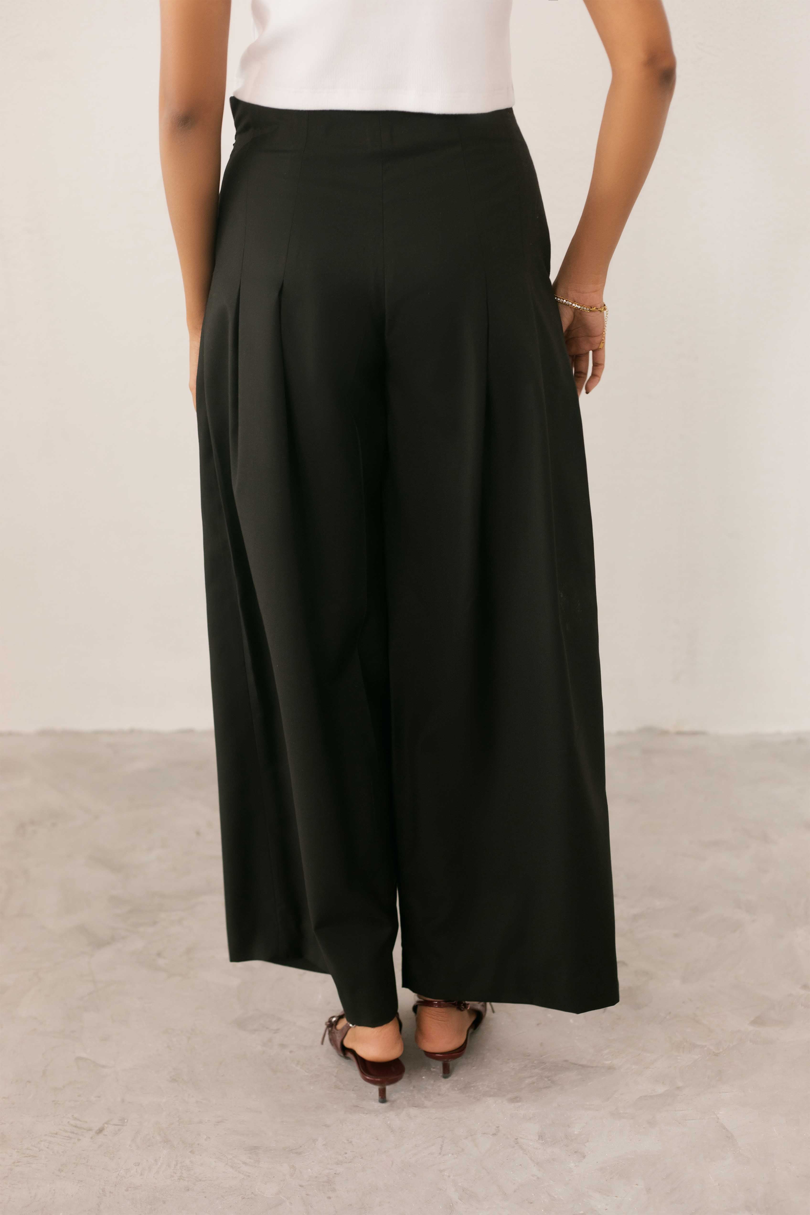 polyester nylon Trousers in Black