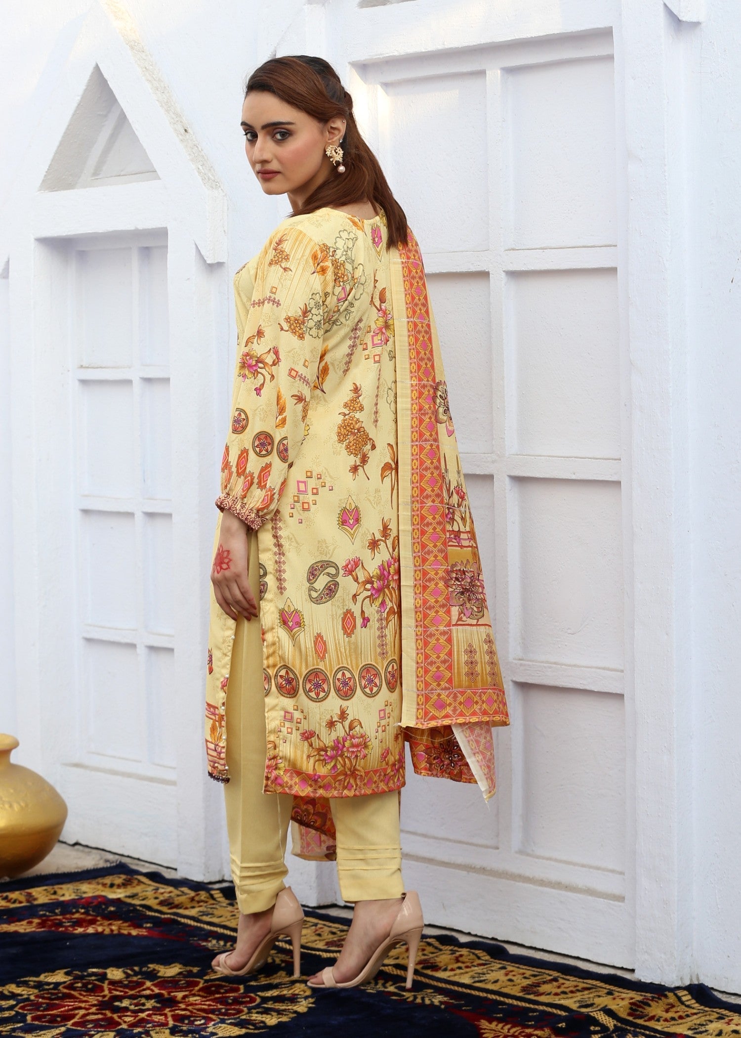 karandi Unstitched in Yellow