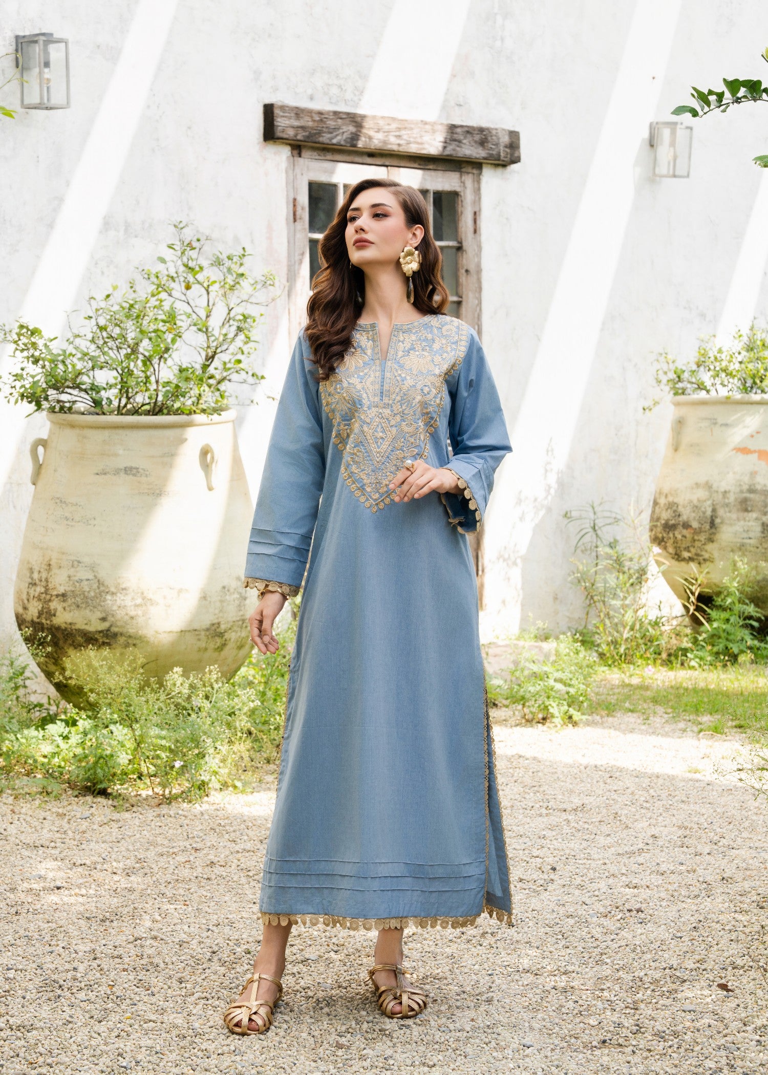 denim Kaftan in Sky blue