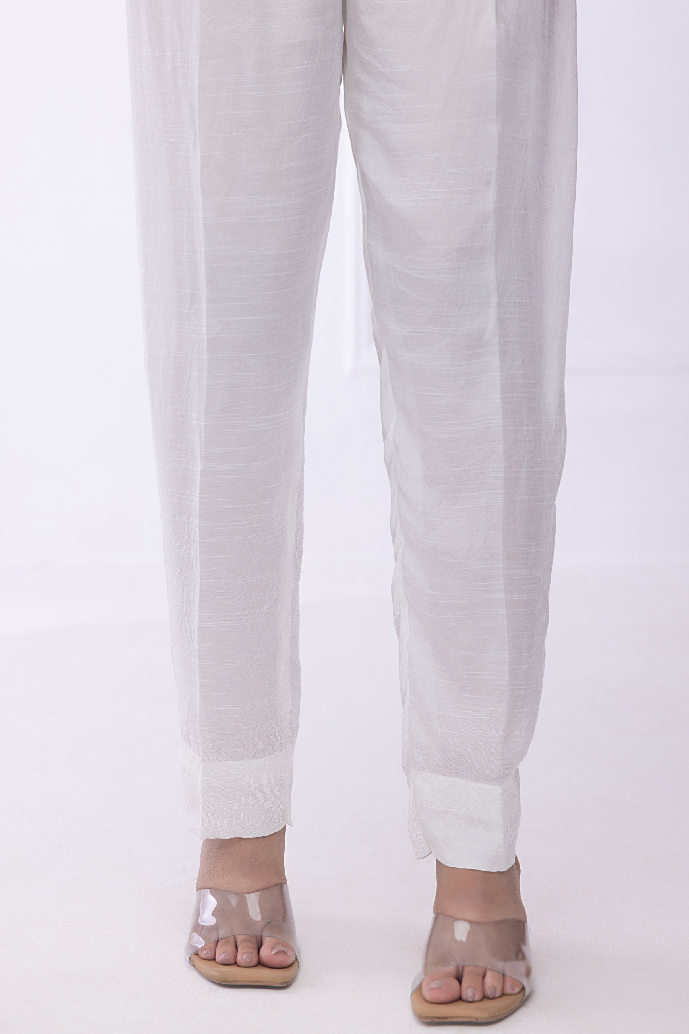 silk Trousers in White