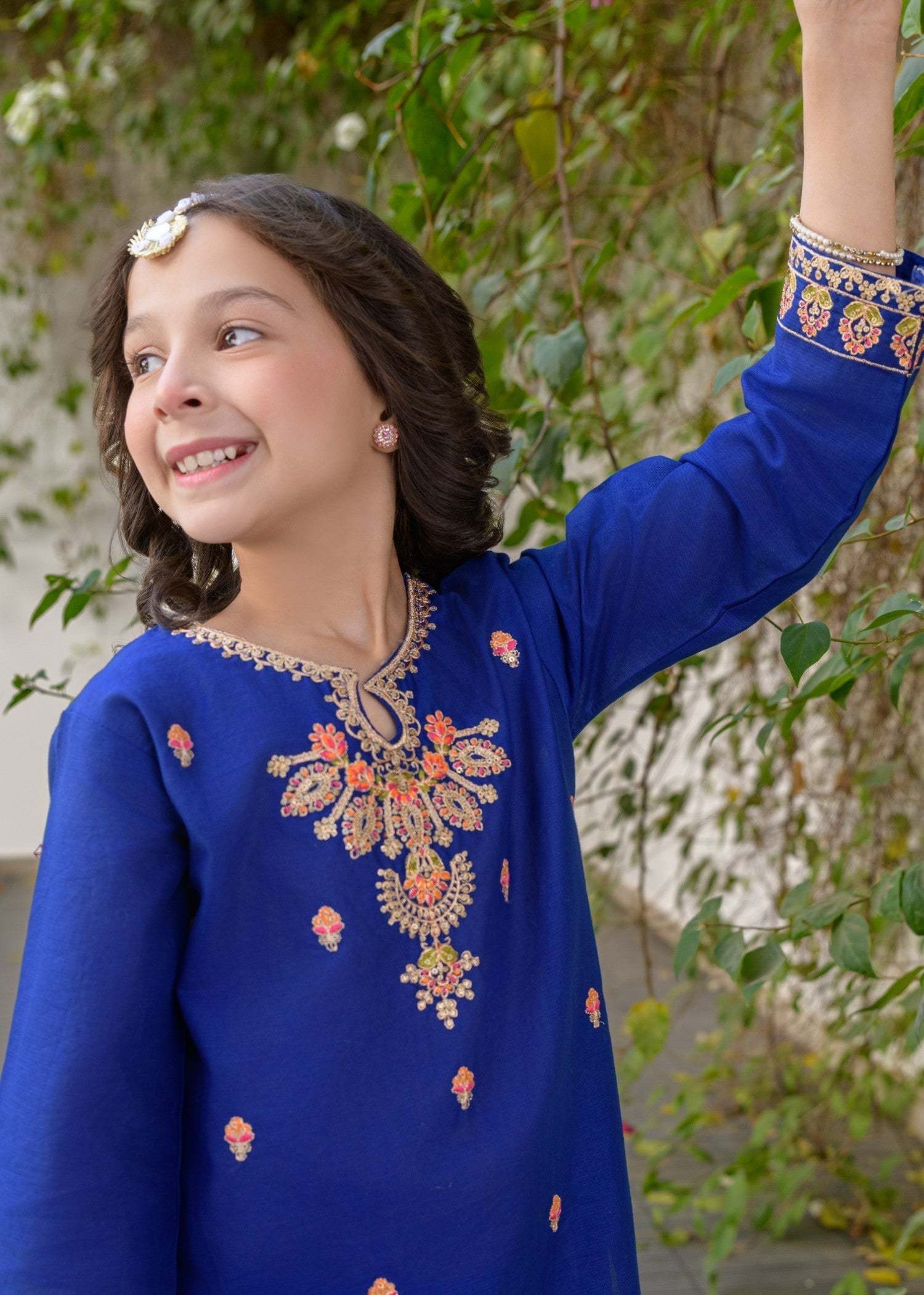 lawn Gharara in Royal blue