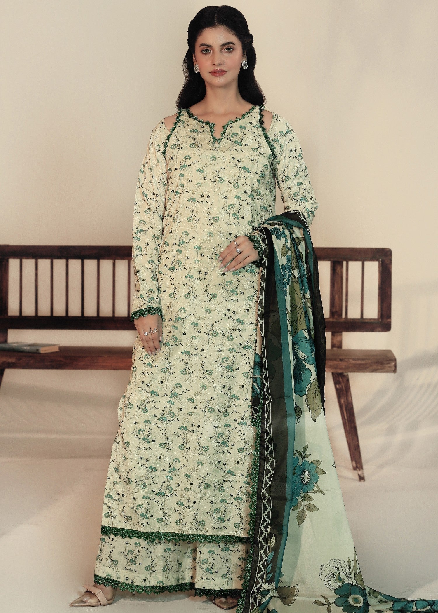 blended cambric Unstitched in Pistachio green