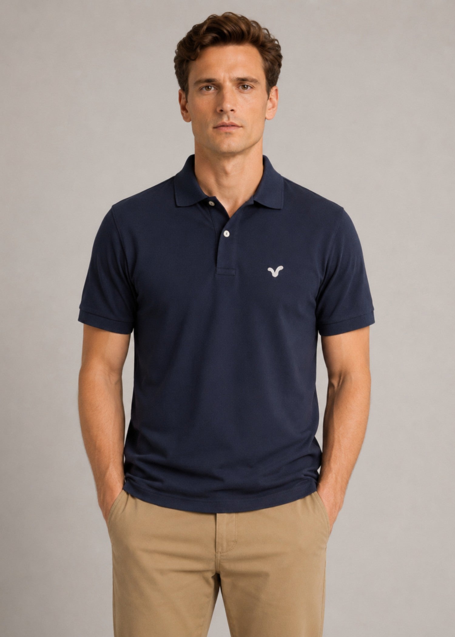 cotton Polo Shirt in Midnight blue