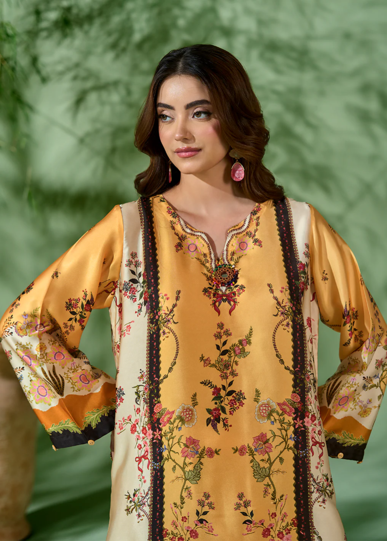 silk Kaftan in Yellow