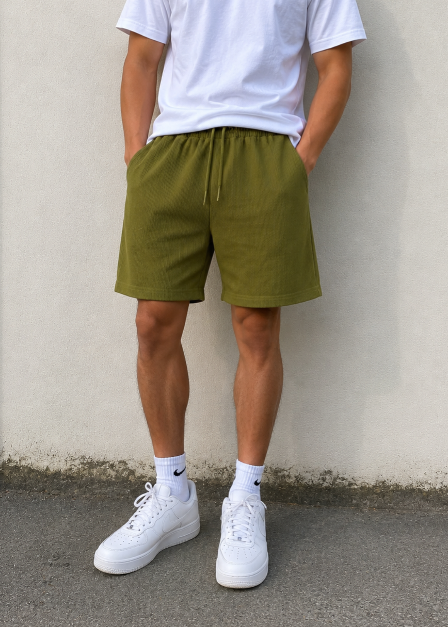terry Shorts in Black olive by Ecowears.Pk
