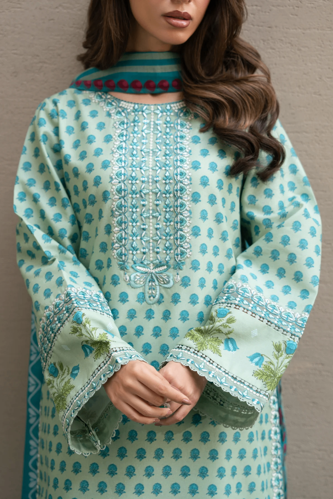 lawn Unstitched in Mint green