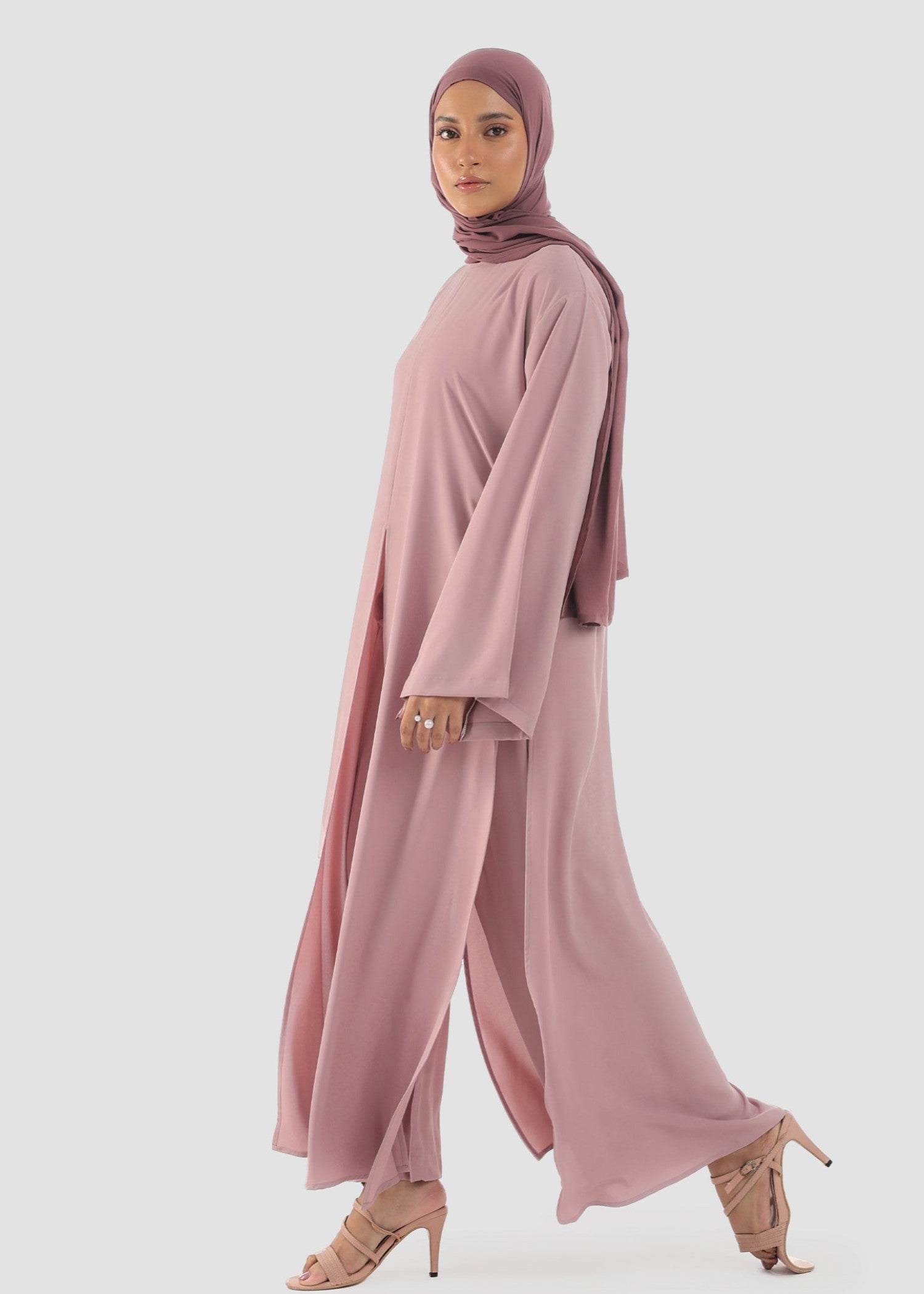 polyester-spandex Abaya in Rose pink