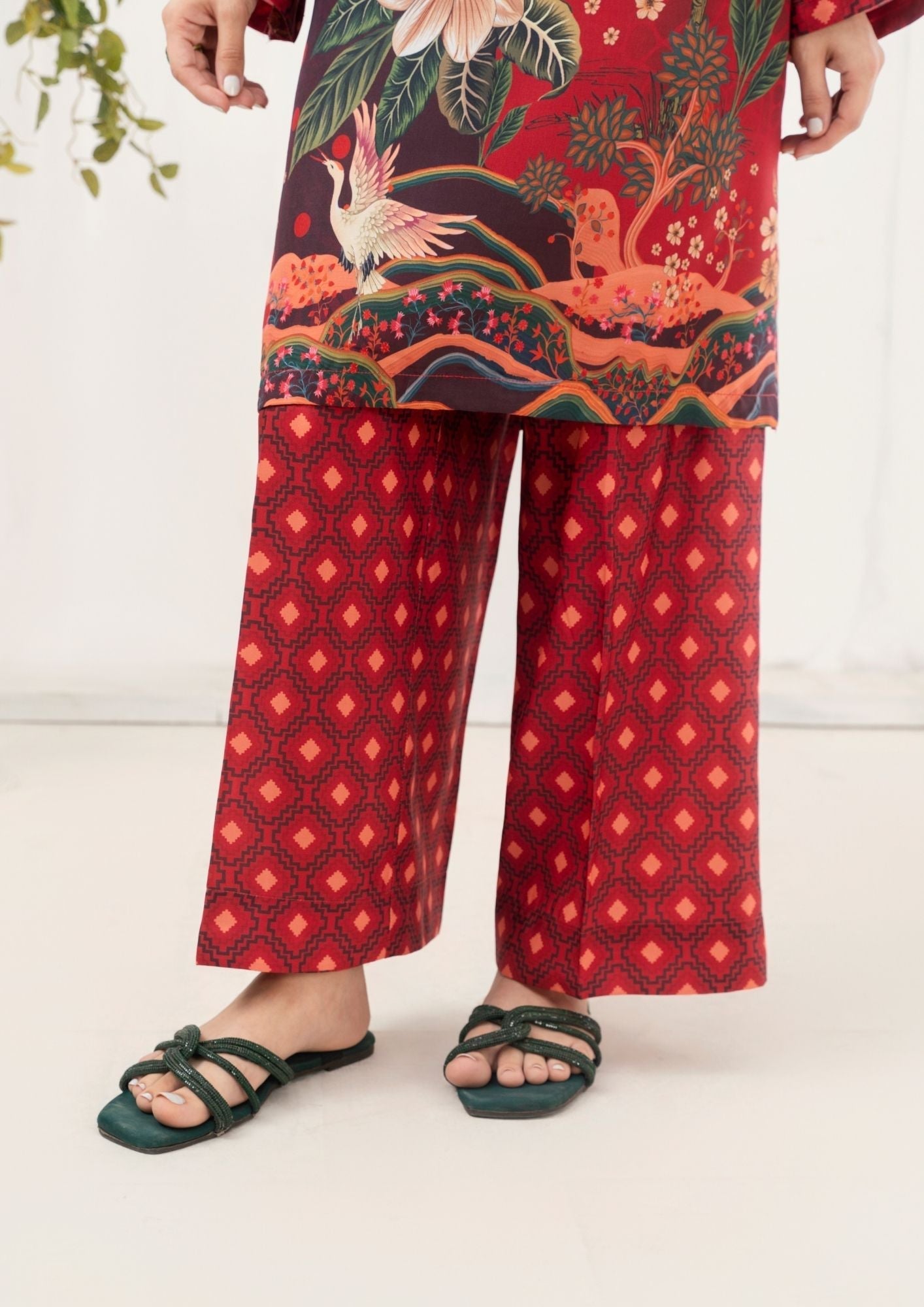 swiss cotton Kurta Set in Maroon