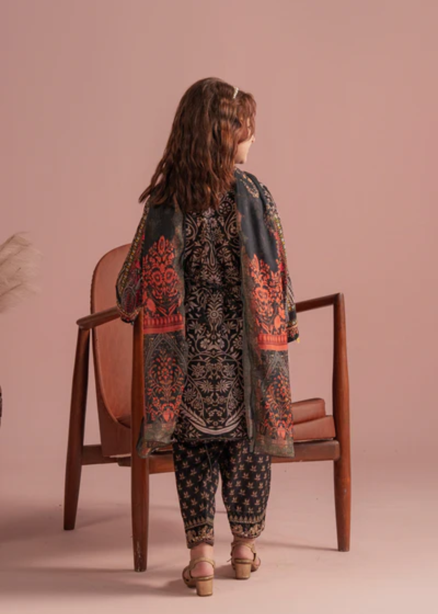 poly lawn Kurta Set in Black