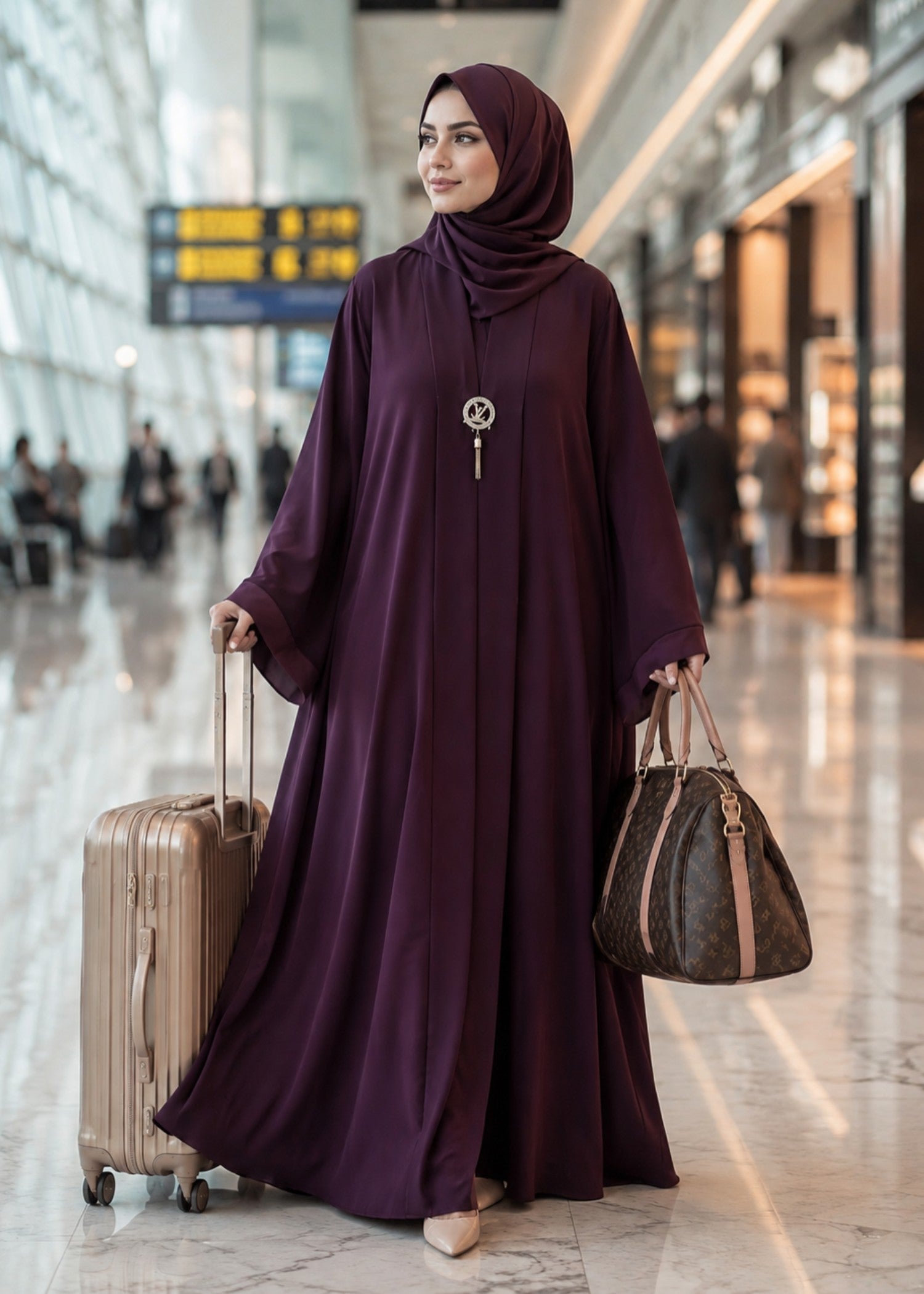 nidha Abaya in Burgundy