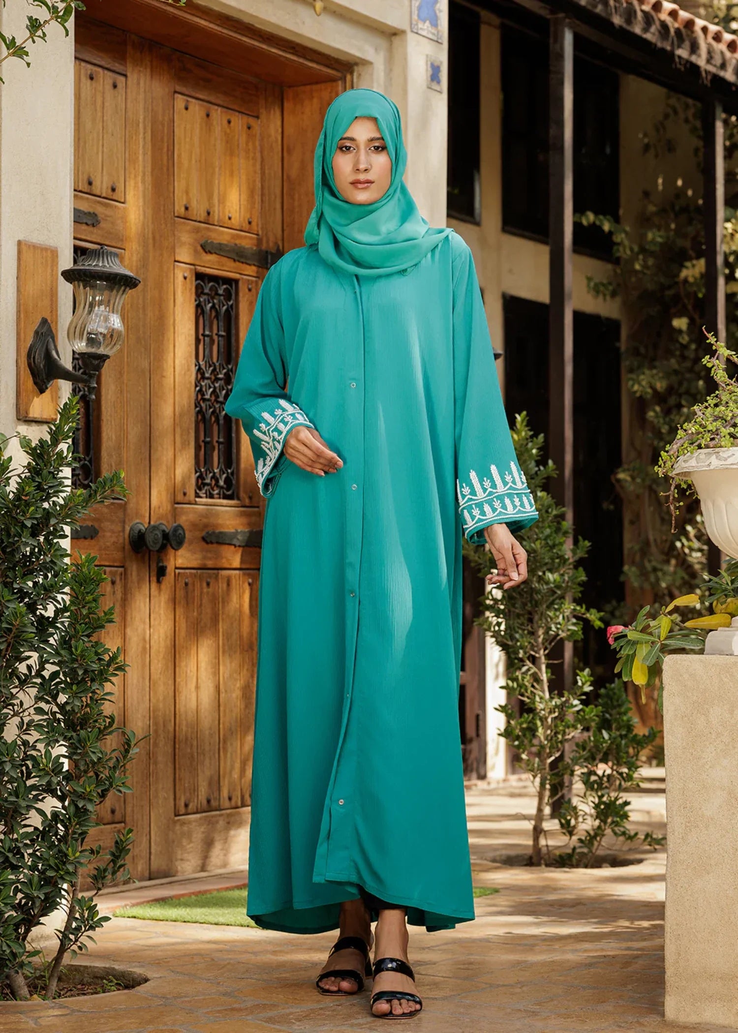 georgette Abaya in Sea green