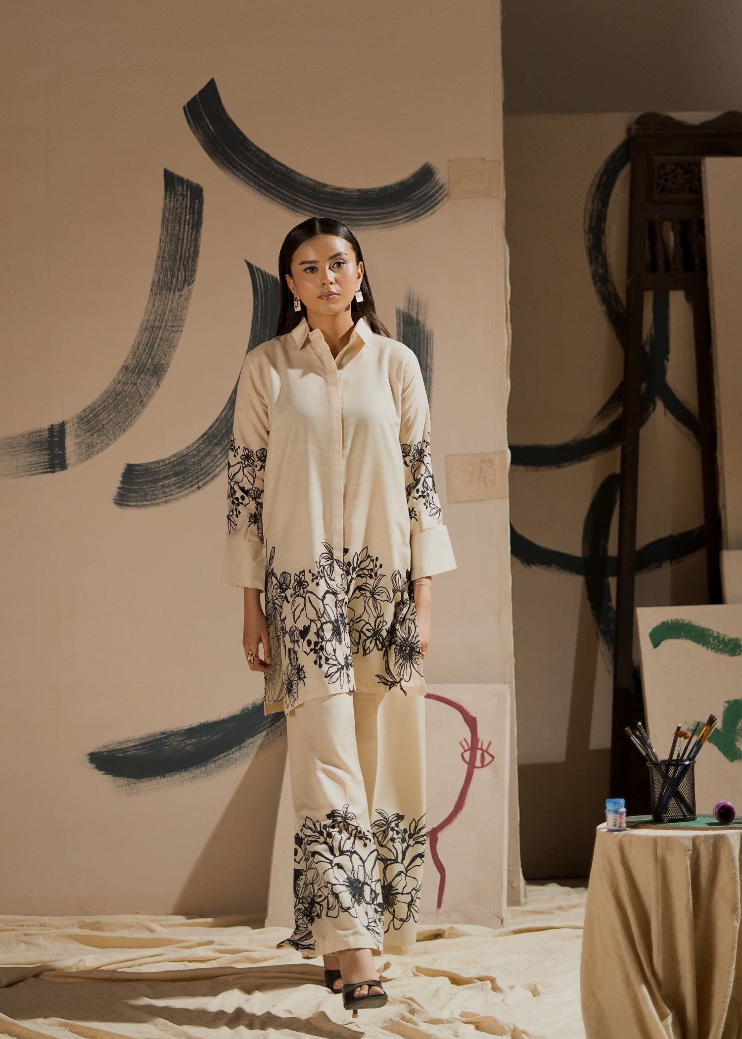 raw silk Co Ord Sets in Ivory