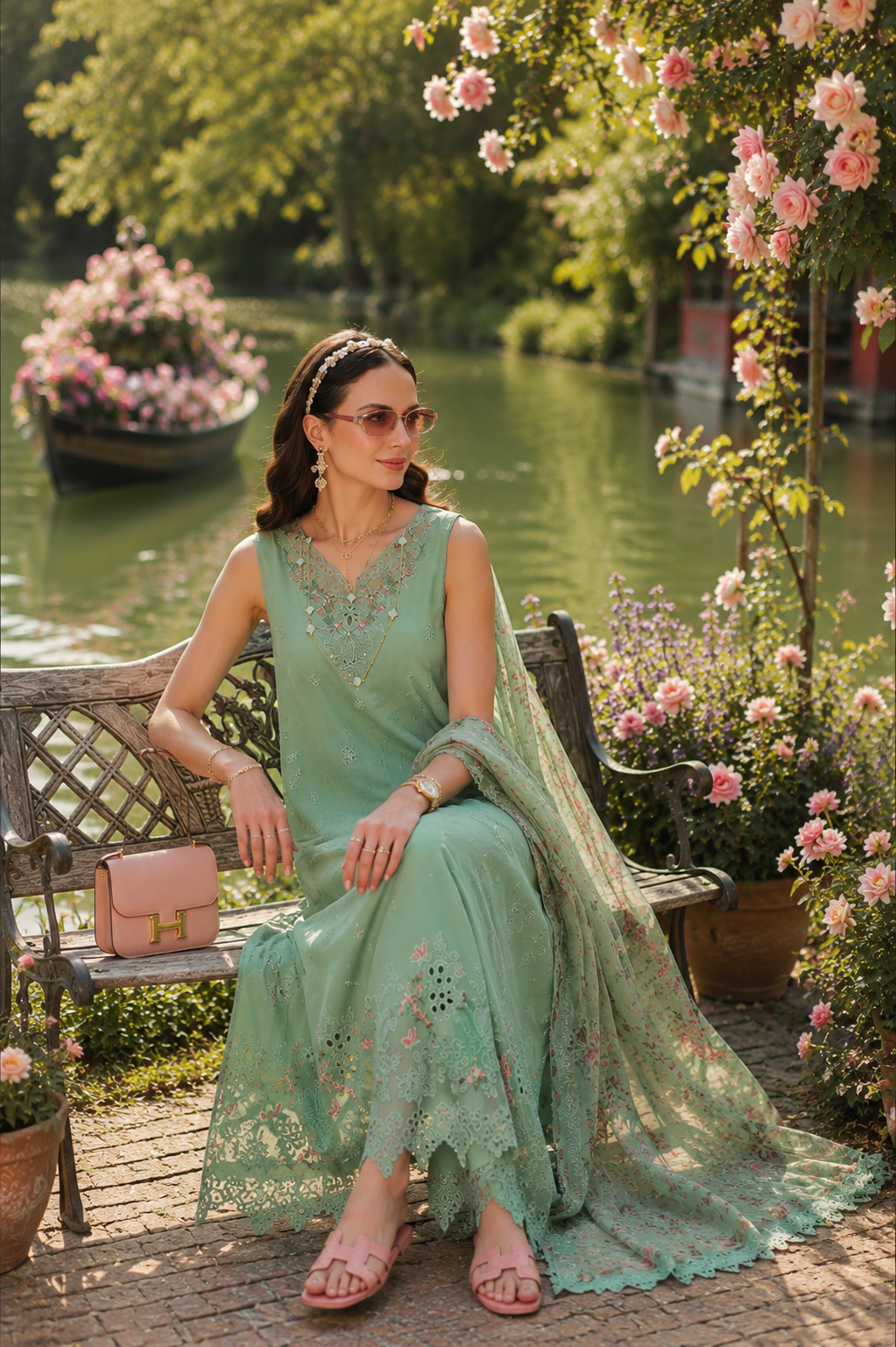 Noor Eid Printskhas Lawn – D9 – Aqua Minté