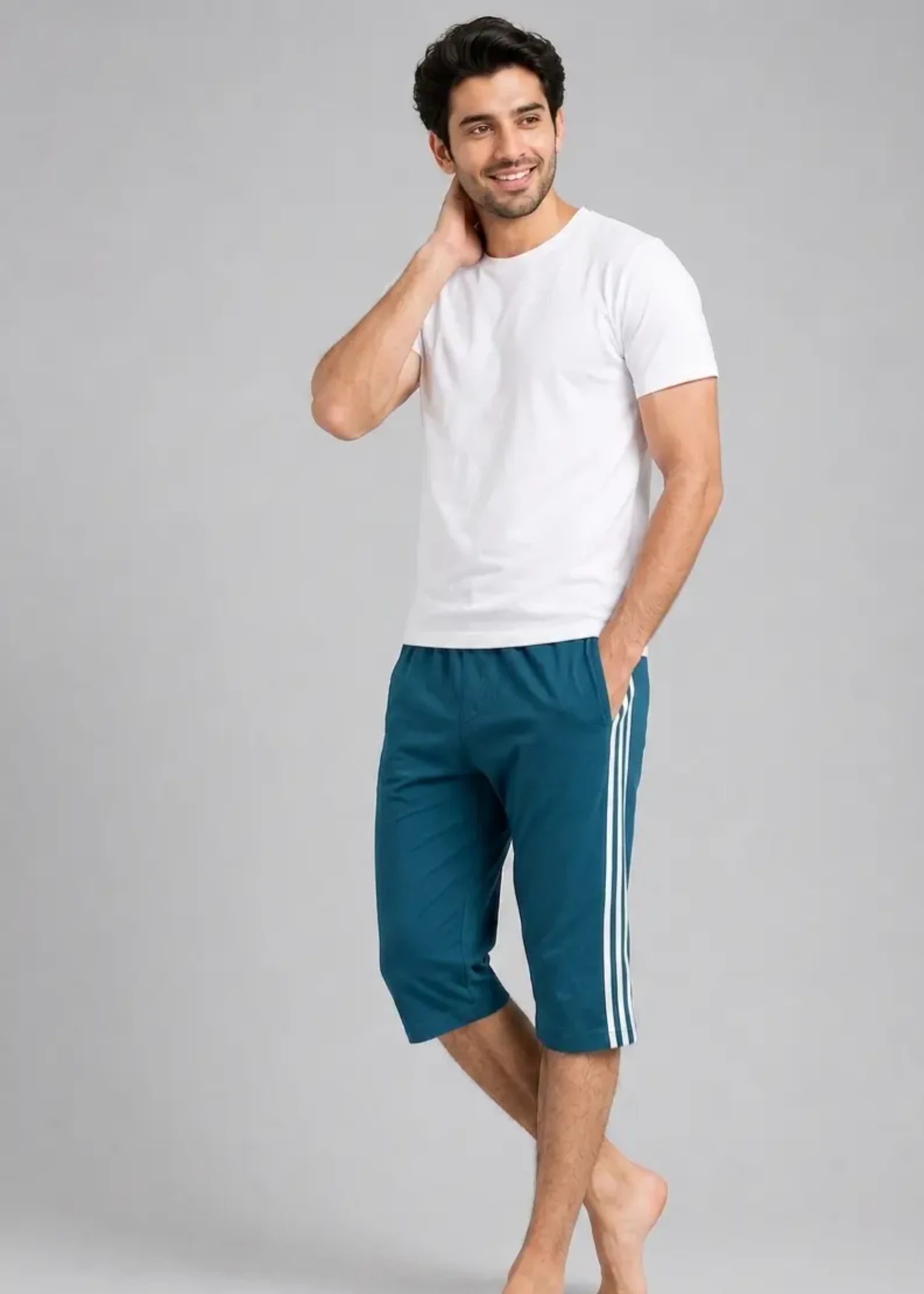 cotton jersey Shorts in Teal by Hinz