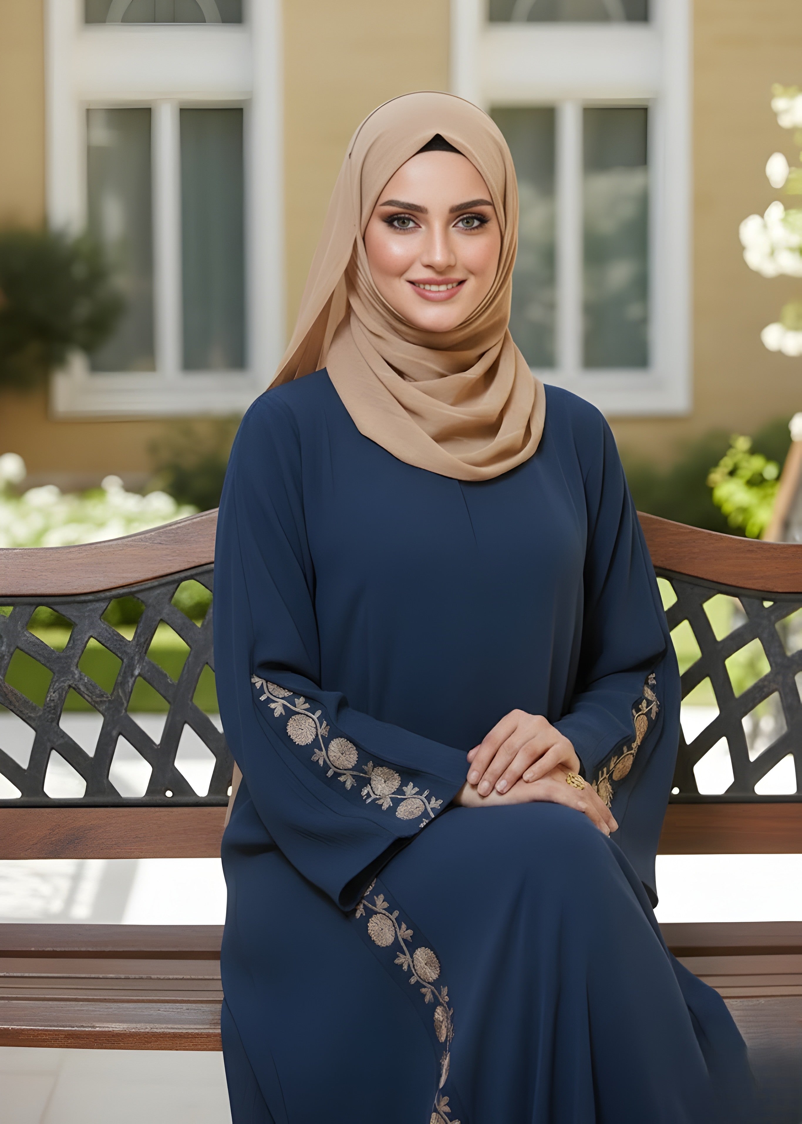 polyester Abaya in Blue
