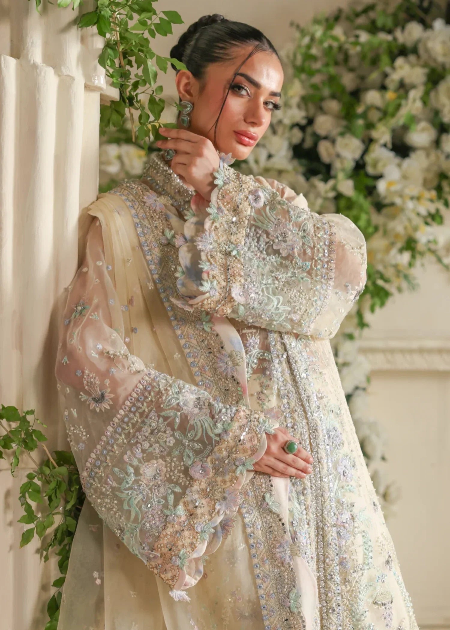 poly organza Gown in Off-white