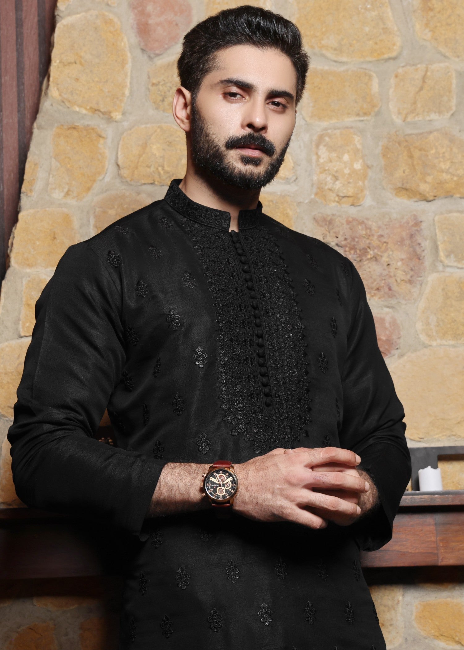 pk raw silk Kurta Set in Black