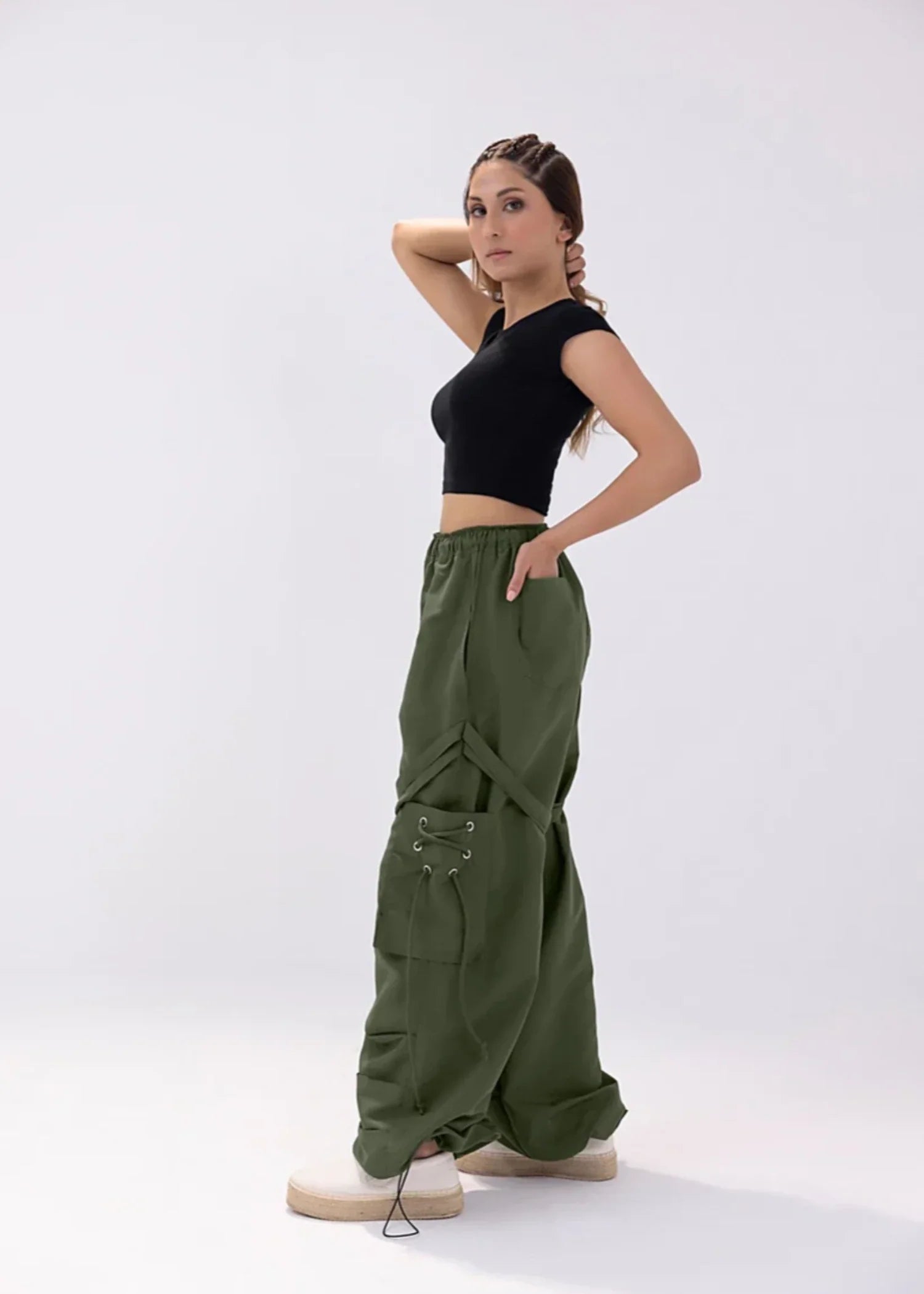 twill cotton Pants in Green