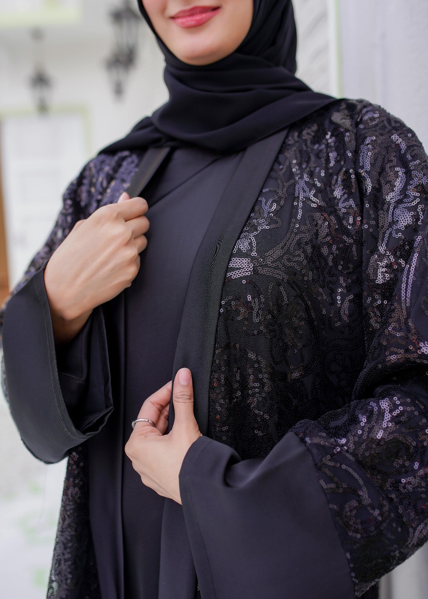 silk Abaya in Black