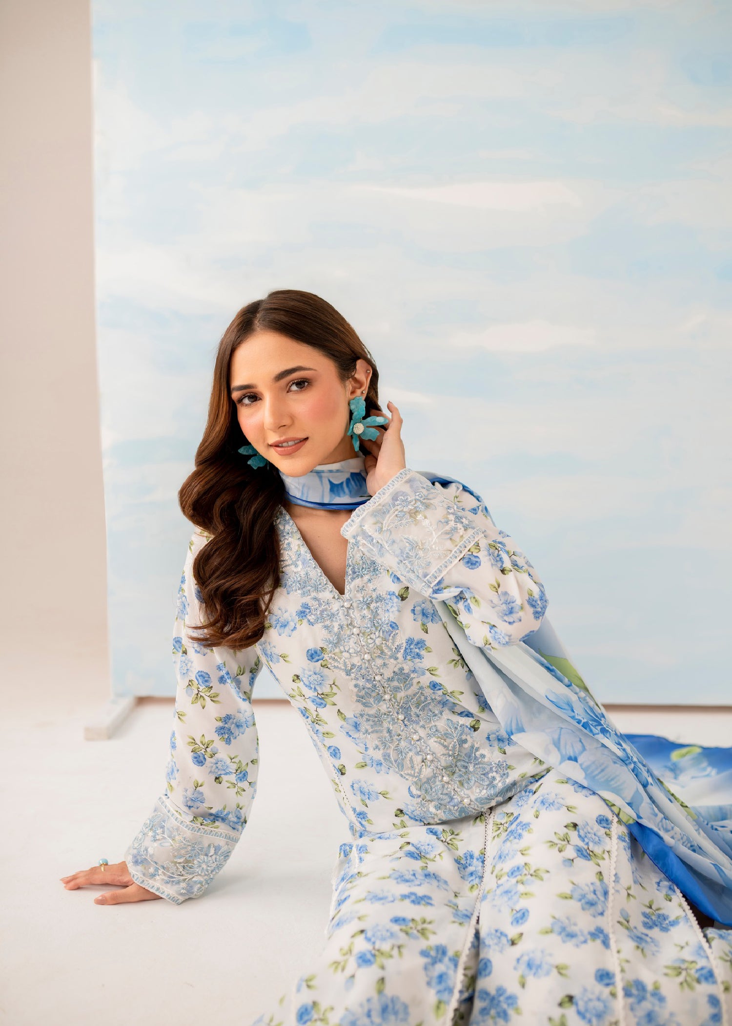 cambric Kurta Set in White