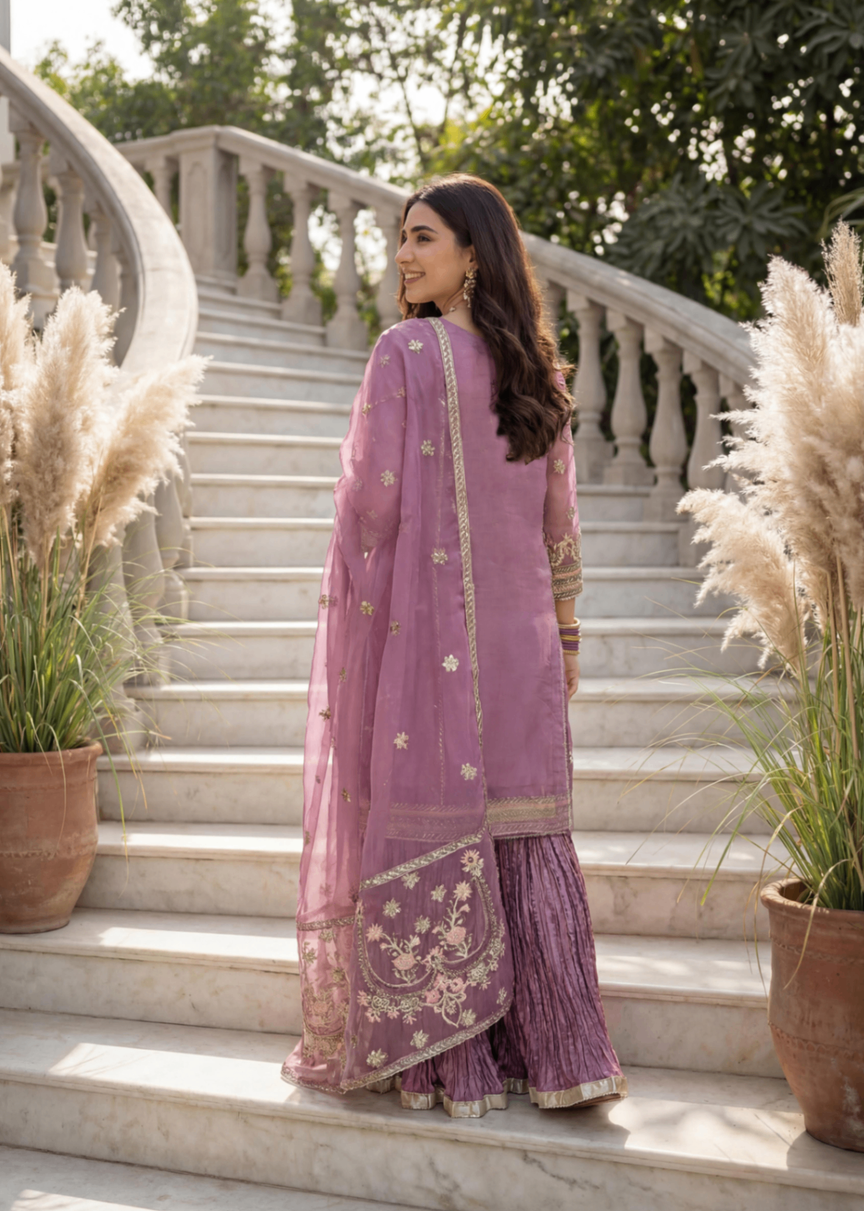 organza Sharara in Lilac