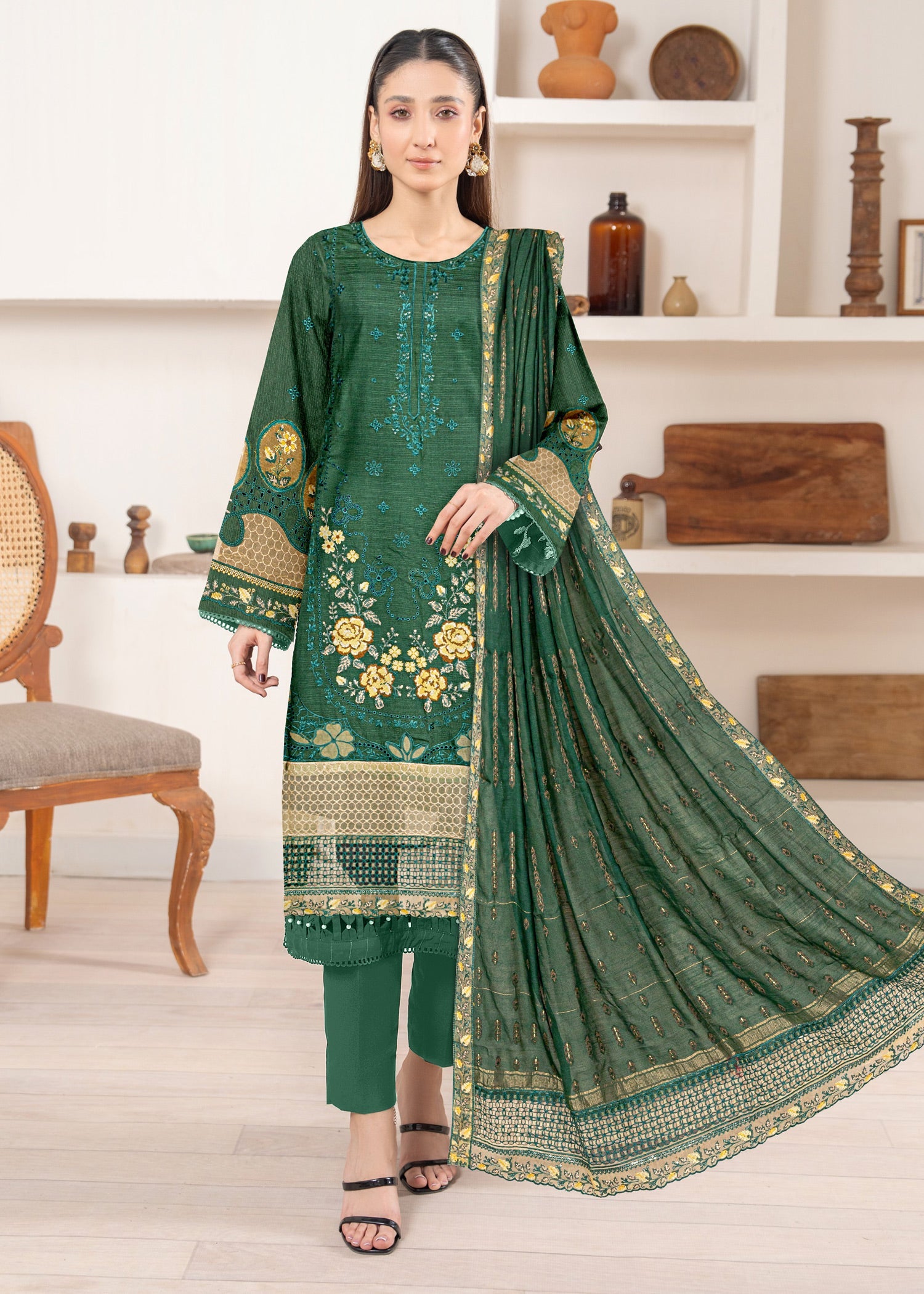 viscose Unstitched in Green