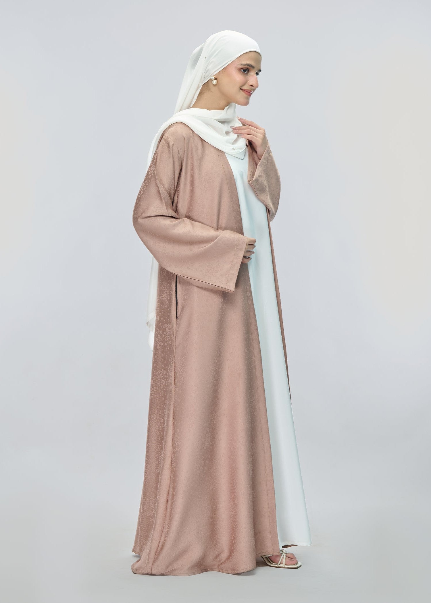 silk Abaya in Brown