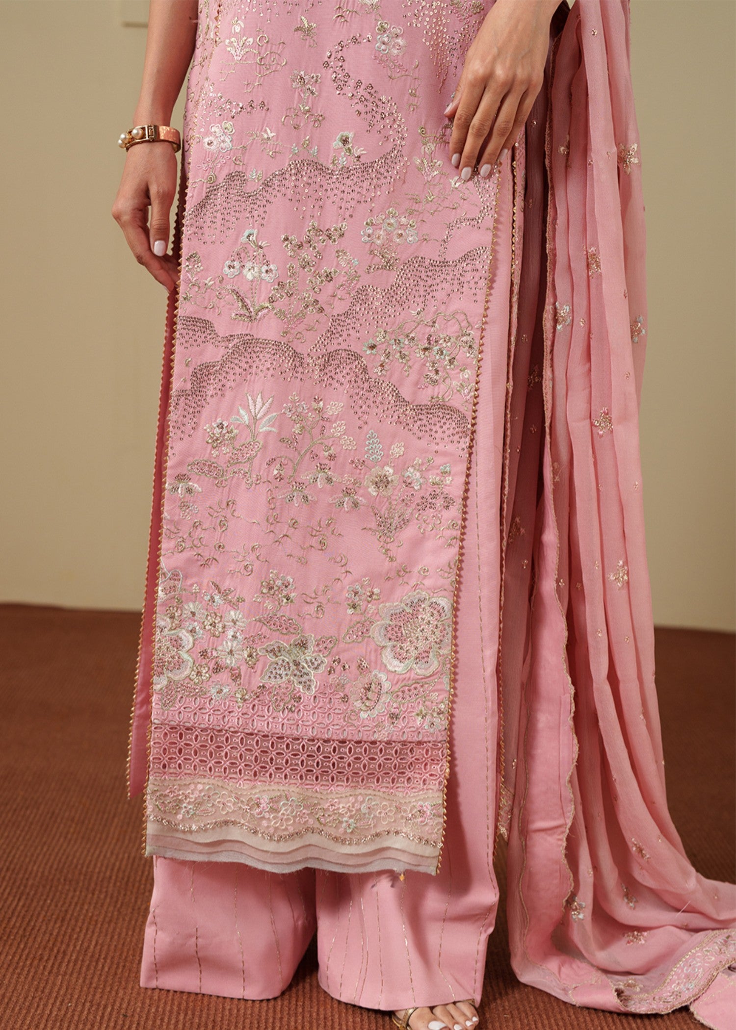 raw silk Kurta Set in Pink
