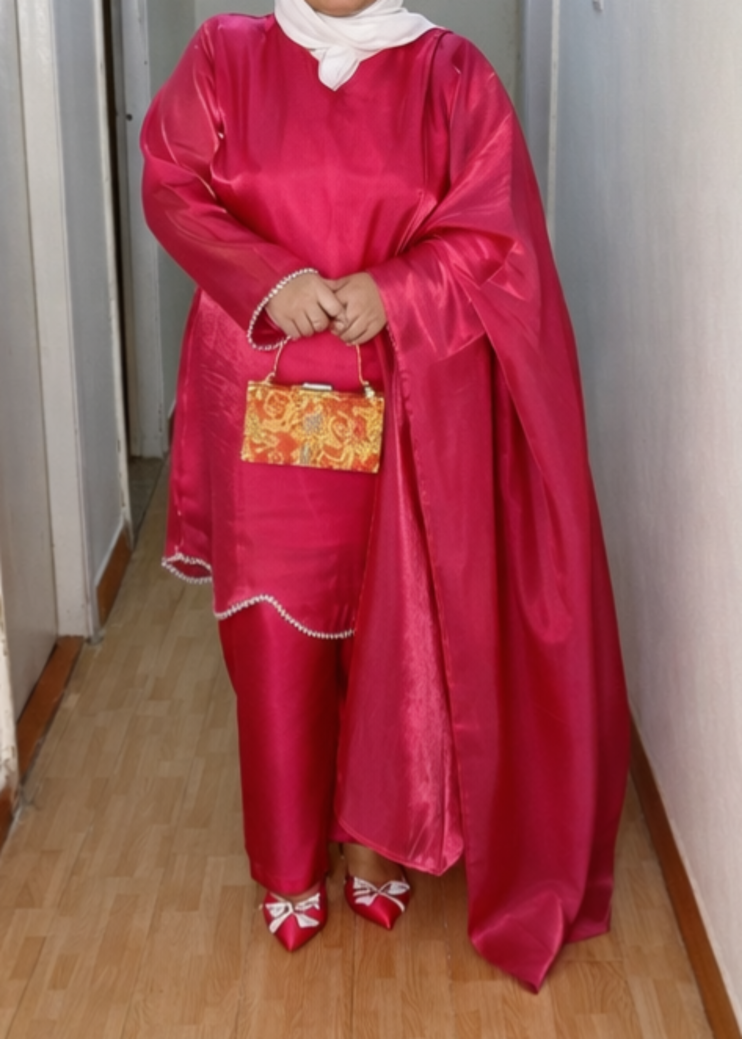 organza silk Kurta Set in Magenta