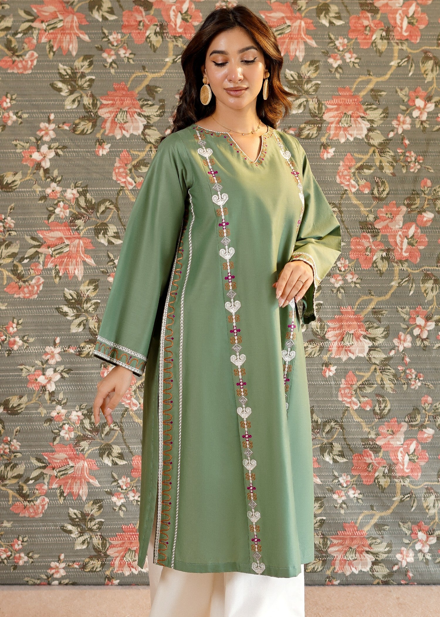 lawn Kurti in Pastel green