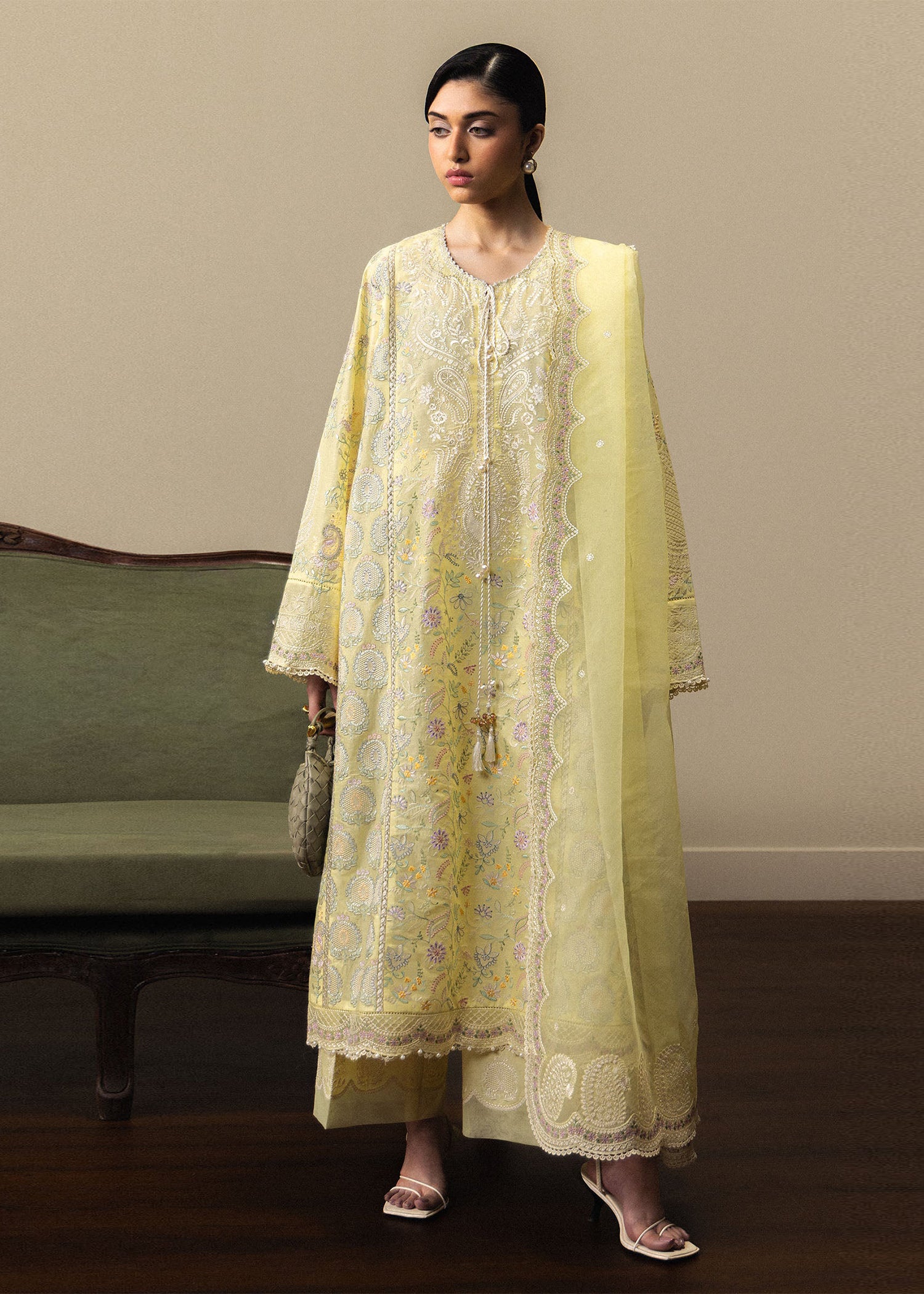 lawn Unstitched in Light yellow