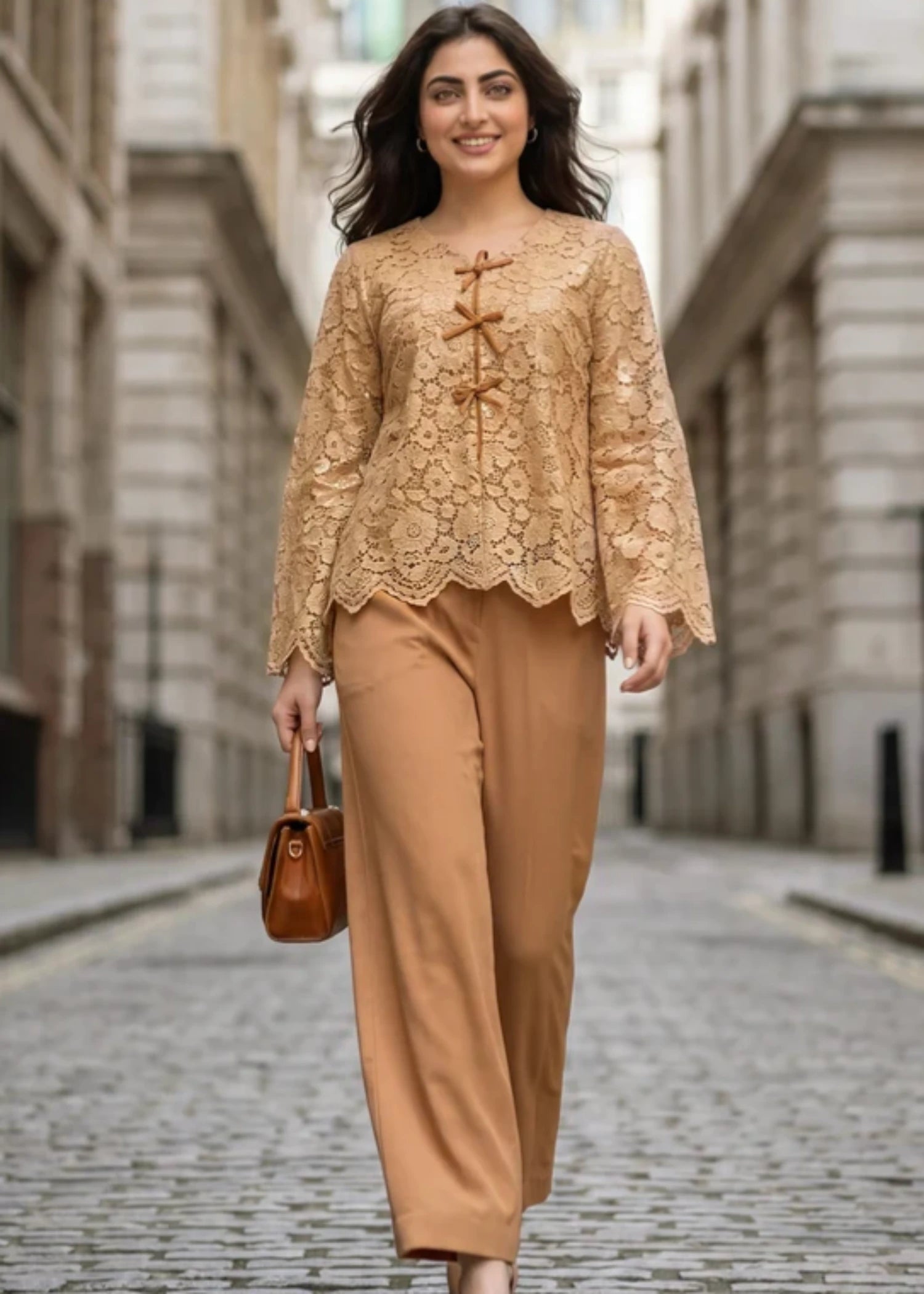 polyester Co Ord Sets in Peanut