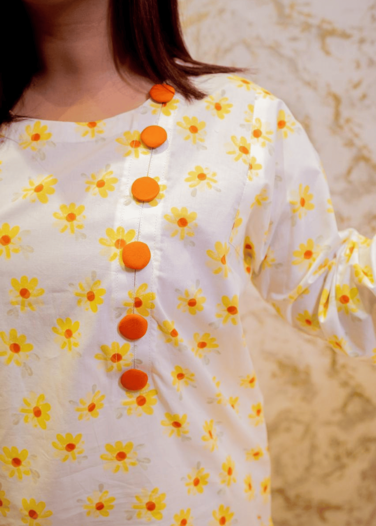 cotton Co Ord Sets in White, orange