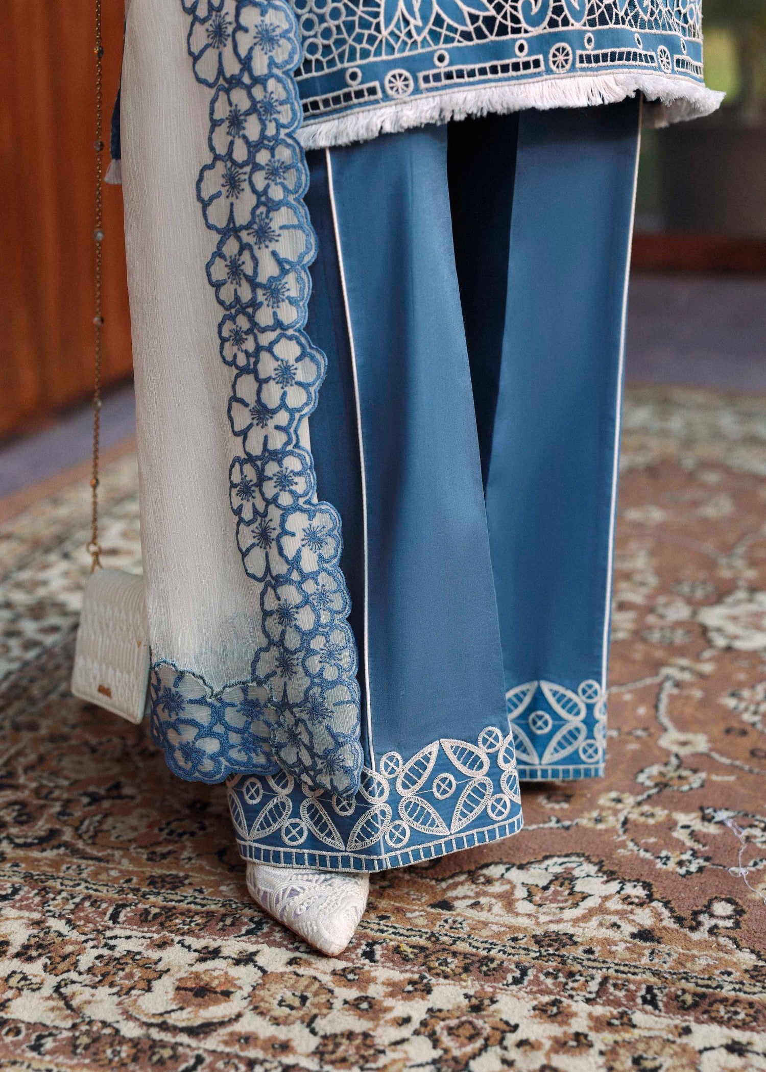 swiss voil Kurta Set in Teal